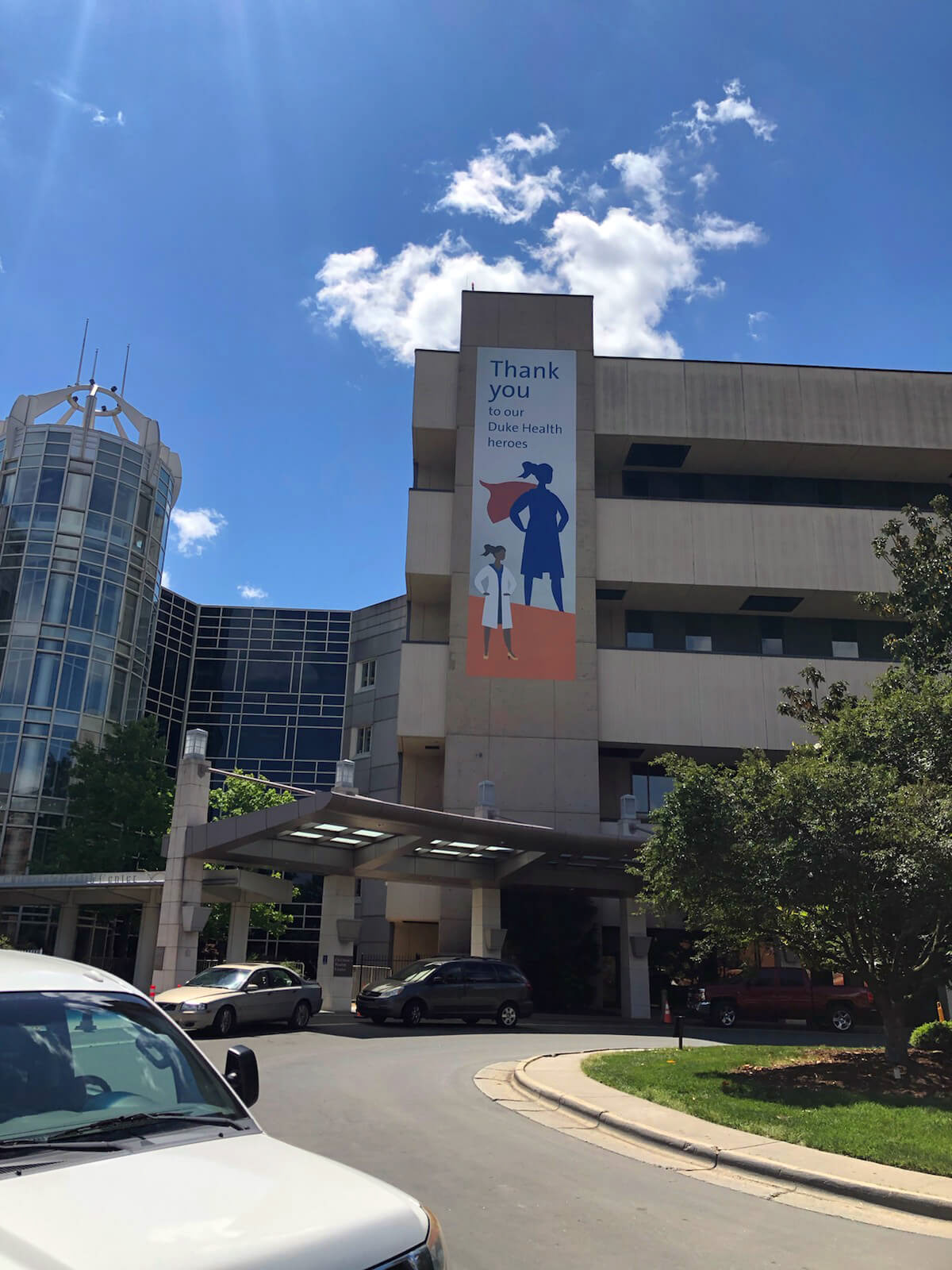 Large format exterior wall graphic (adhered directly to building surface) • Duke University Hospital • Durham, NC