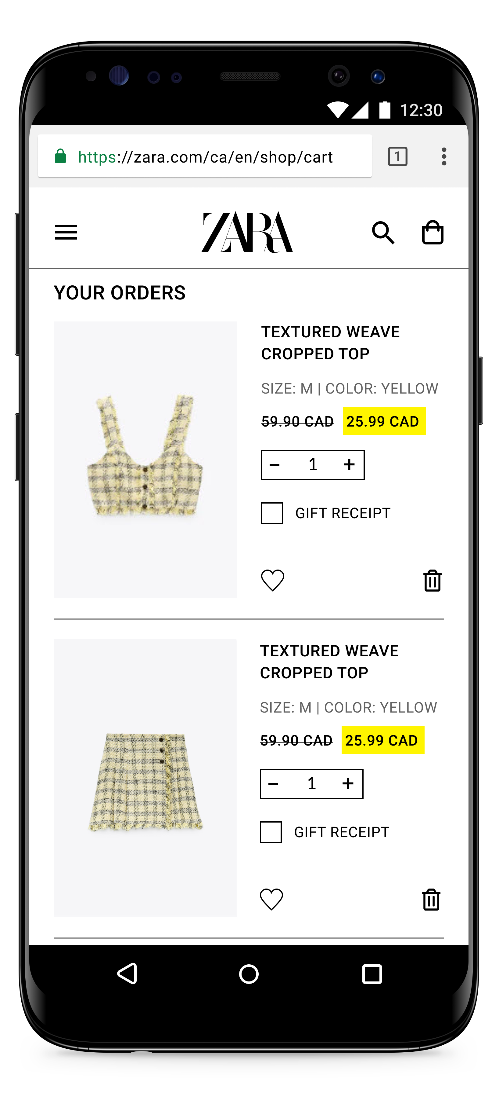 Checkout Screen