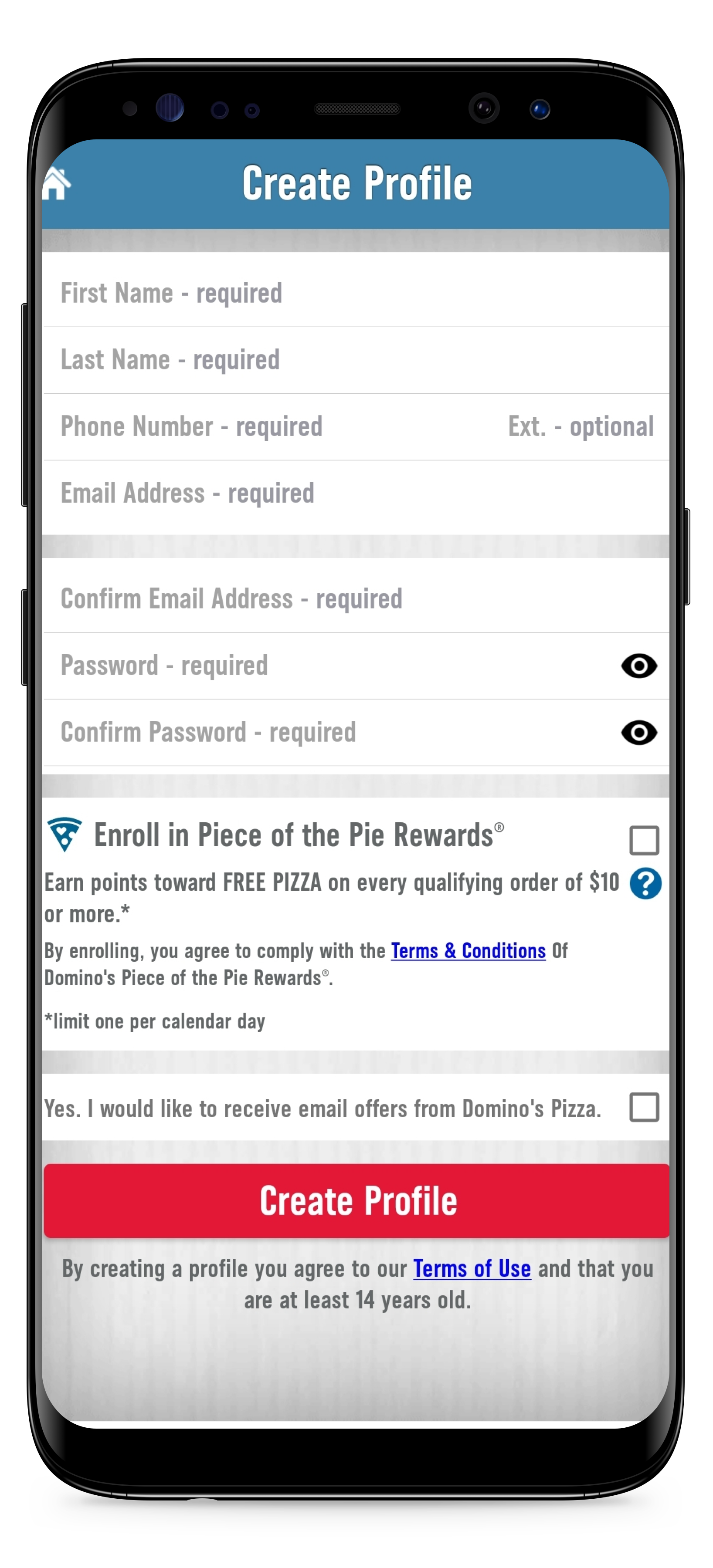 Sign Up - before