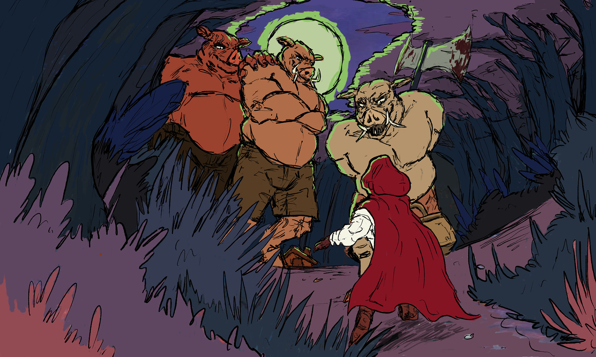 The Three Pigs - Color Study 1