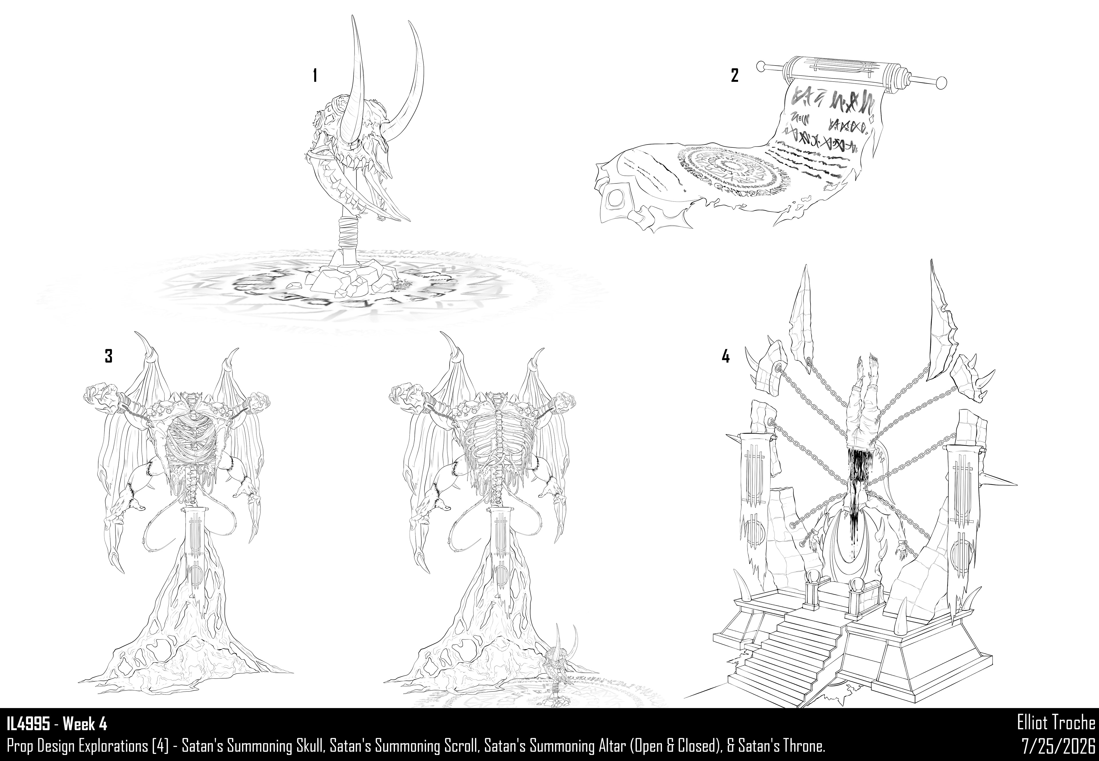 Satan - Prop Exploration Line Drawings