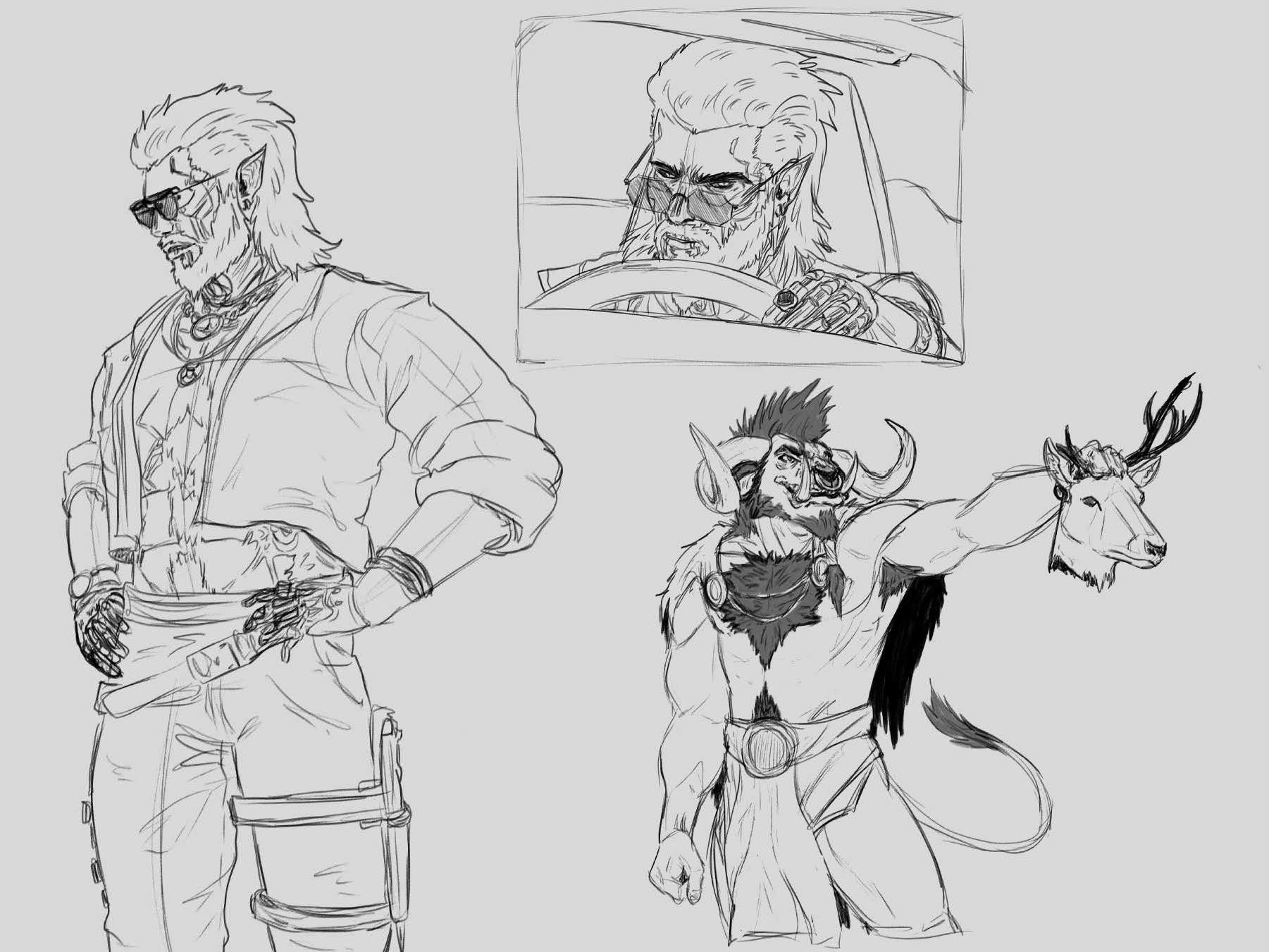 Cyberpunk Character Concept + Half-Orc/Minotaur Concept