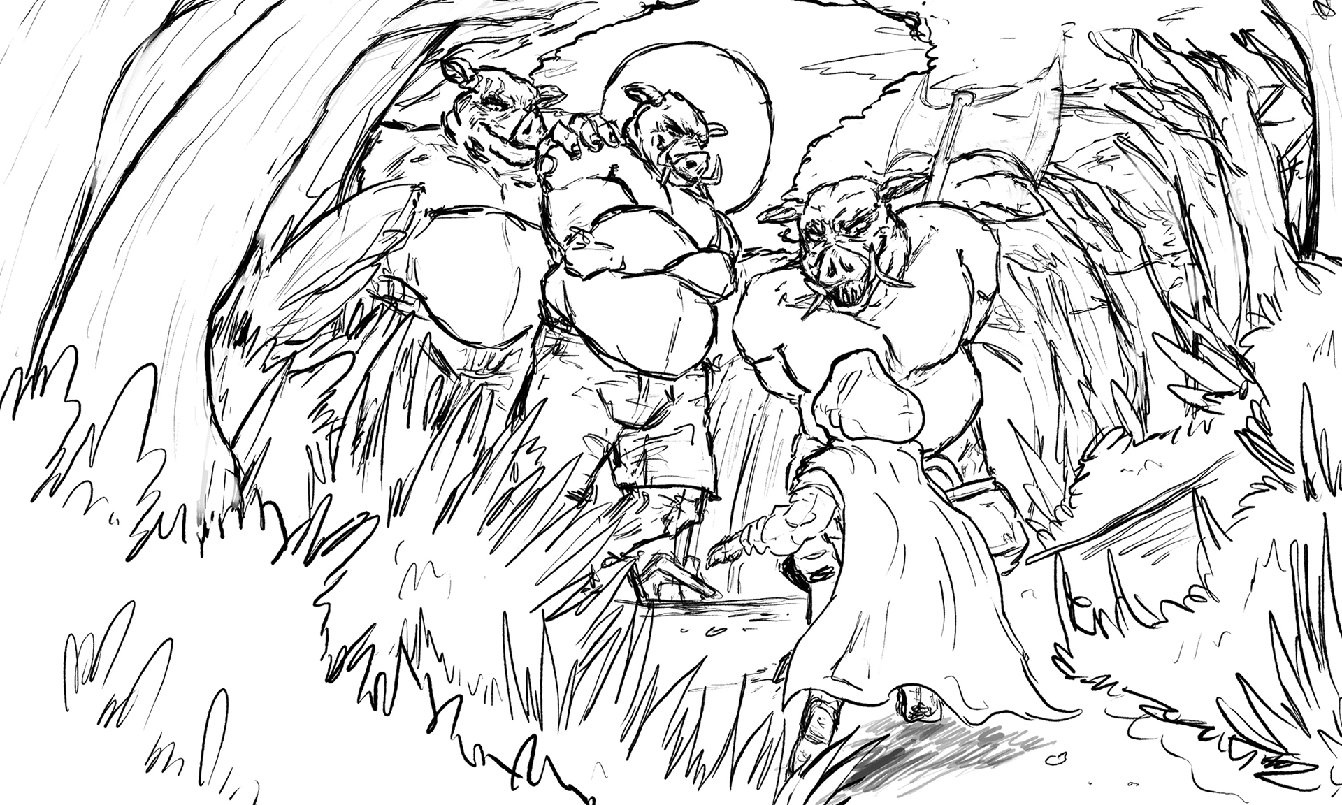 The Three Pigs - Rough Sketch