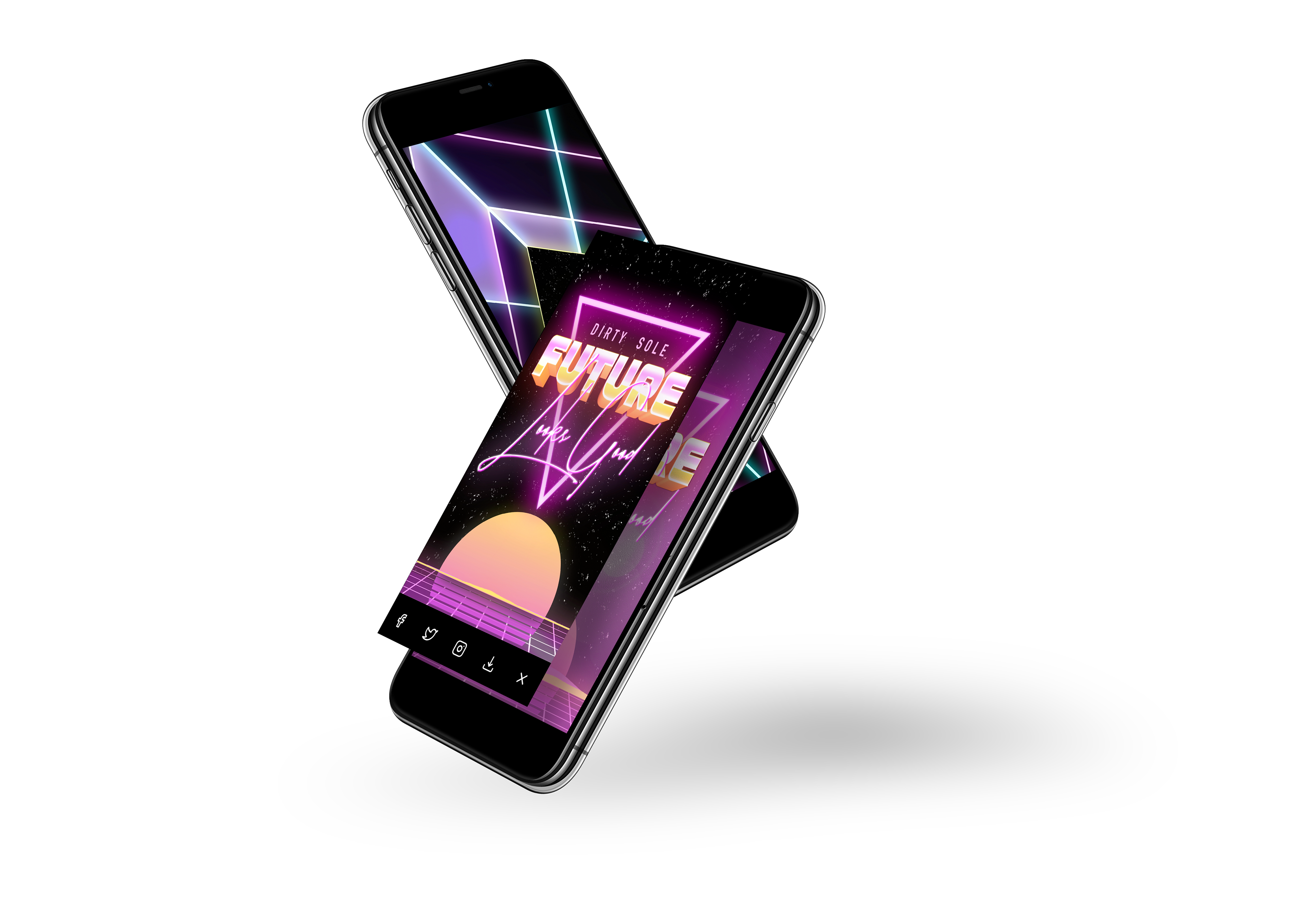 Clips from the project video on the screen of two cell phones