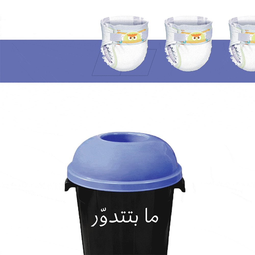 Blue bin reads: 'Non-recyclable waste.'