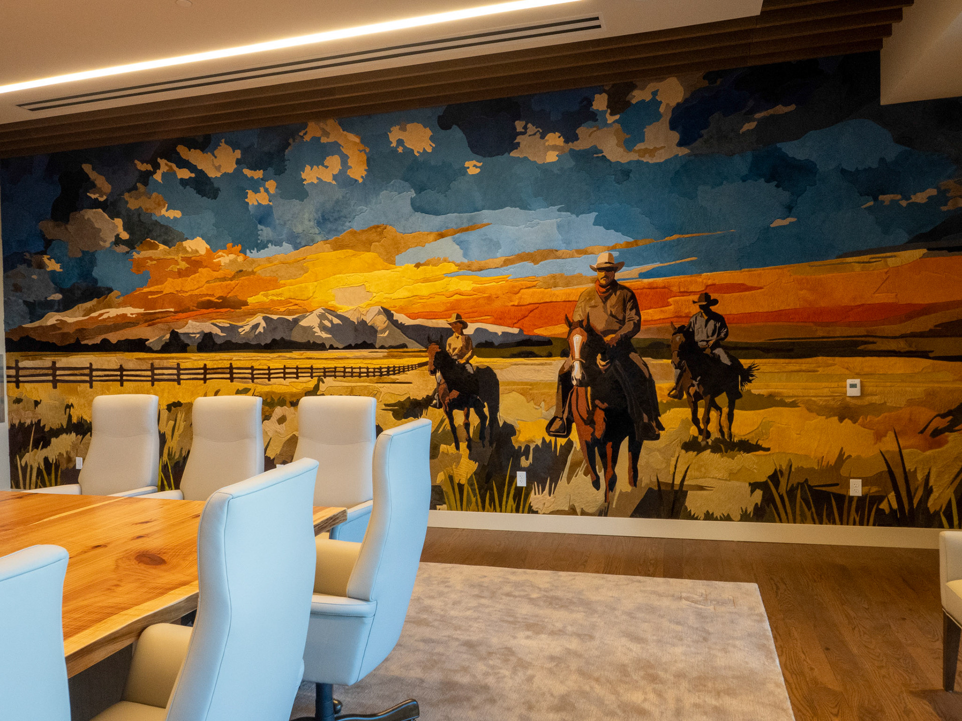 Cowhide mural inside Petry Boardroom