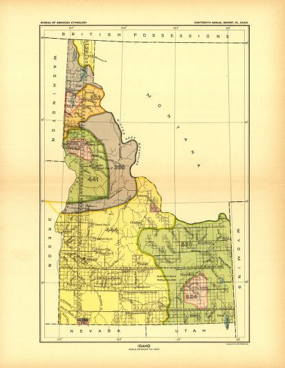 Fort Hall Reservation Boundary (lower pink area) 1896
