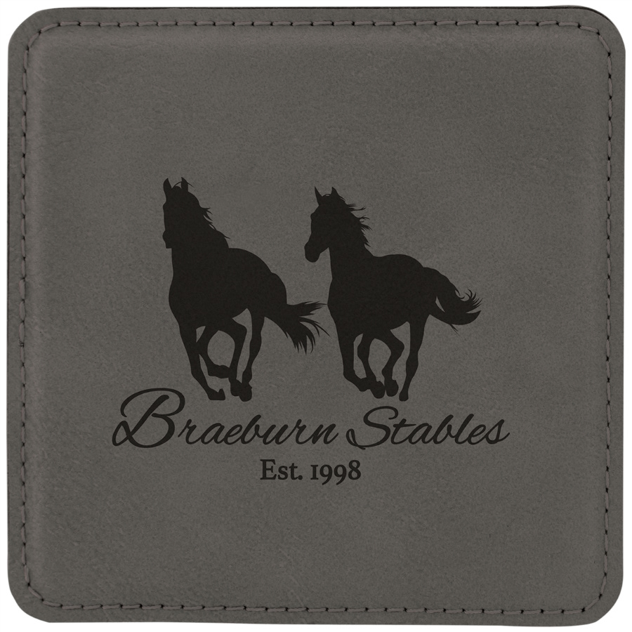 Gray Faux Leather Coaster Square