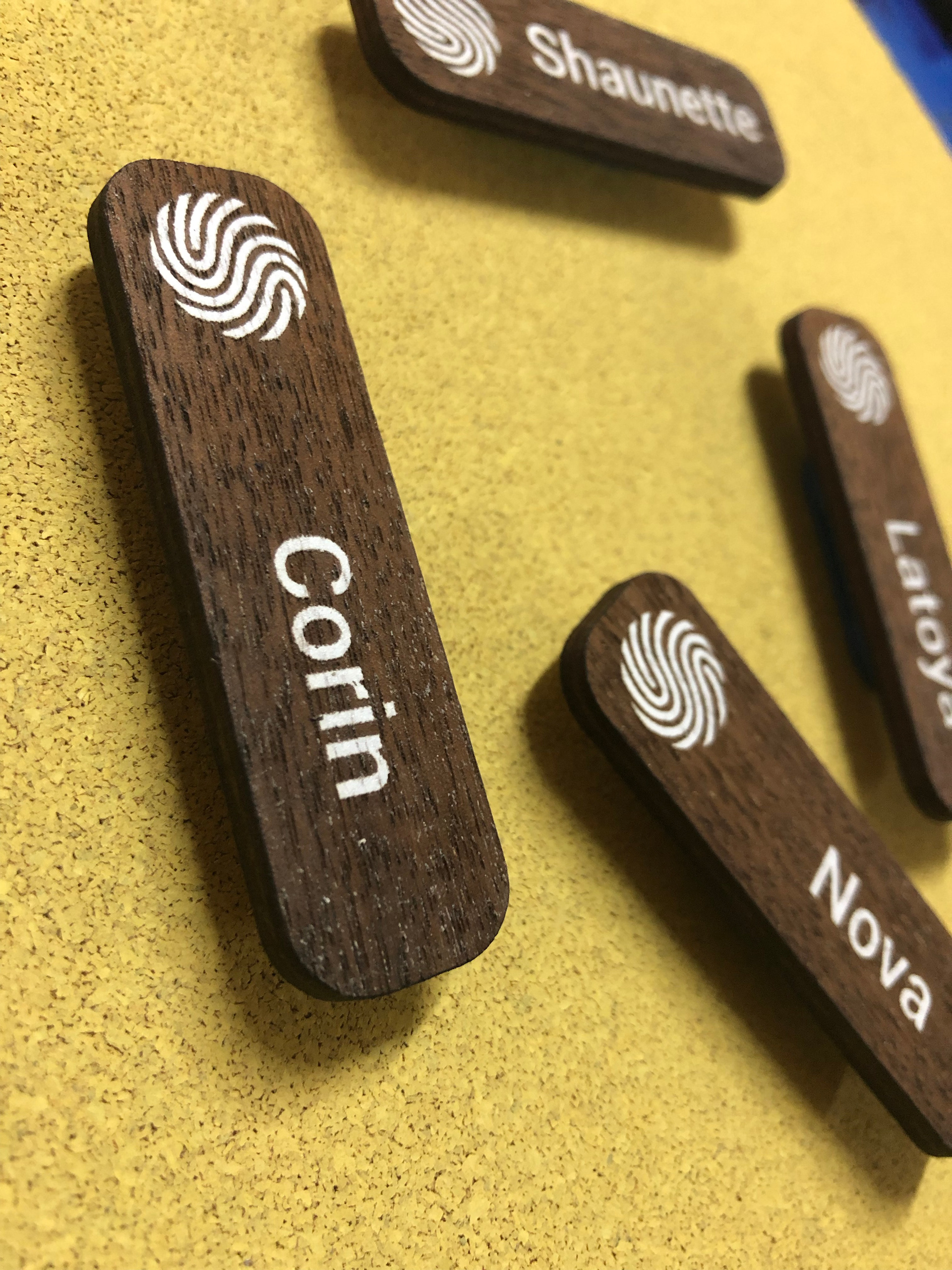 Natural Walnut Name Tags W/ Colour