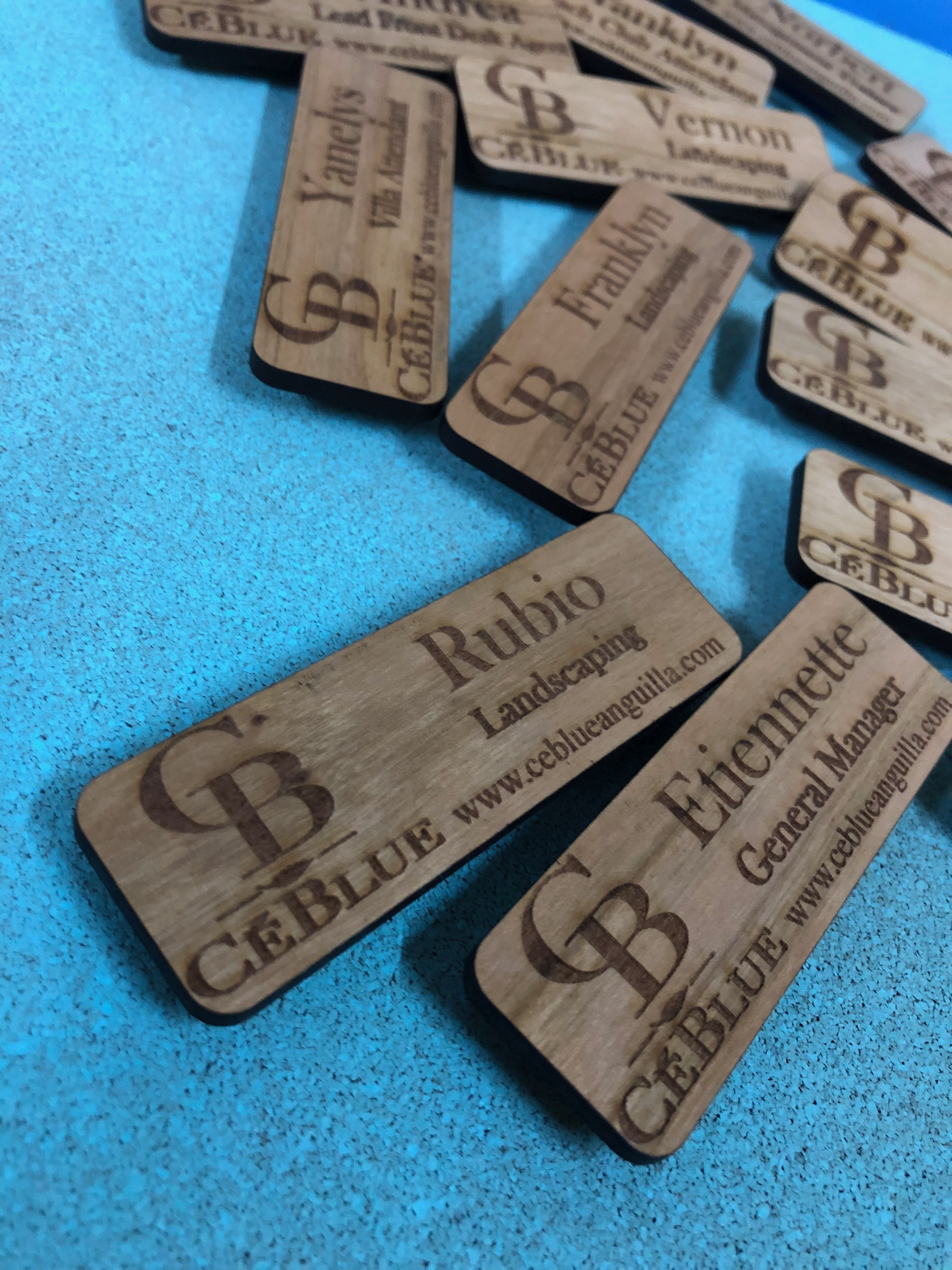 Polished Cherry Wood Name Tags