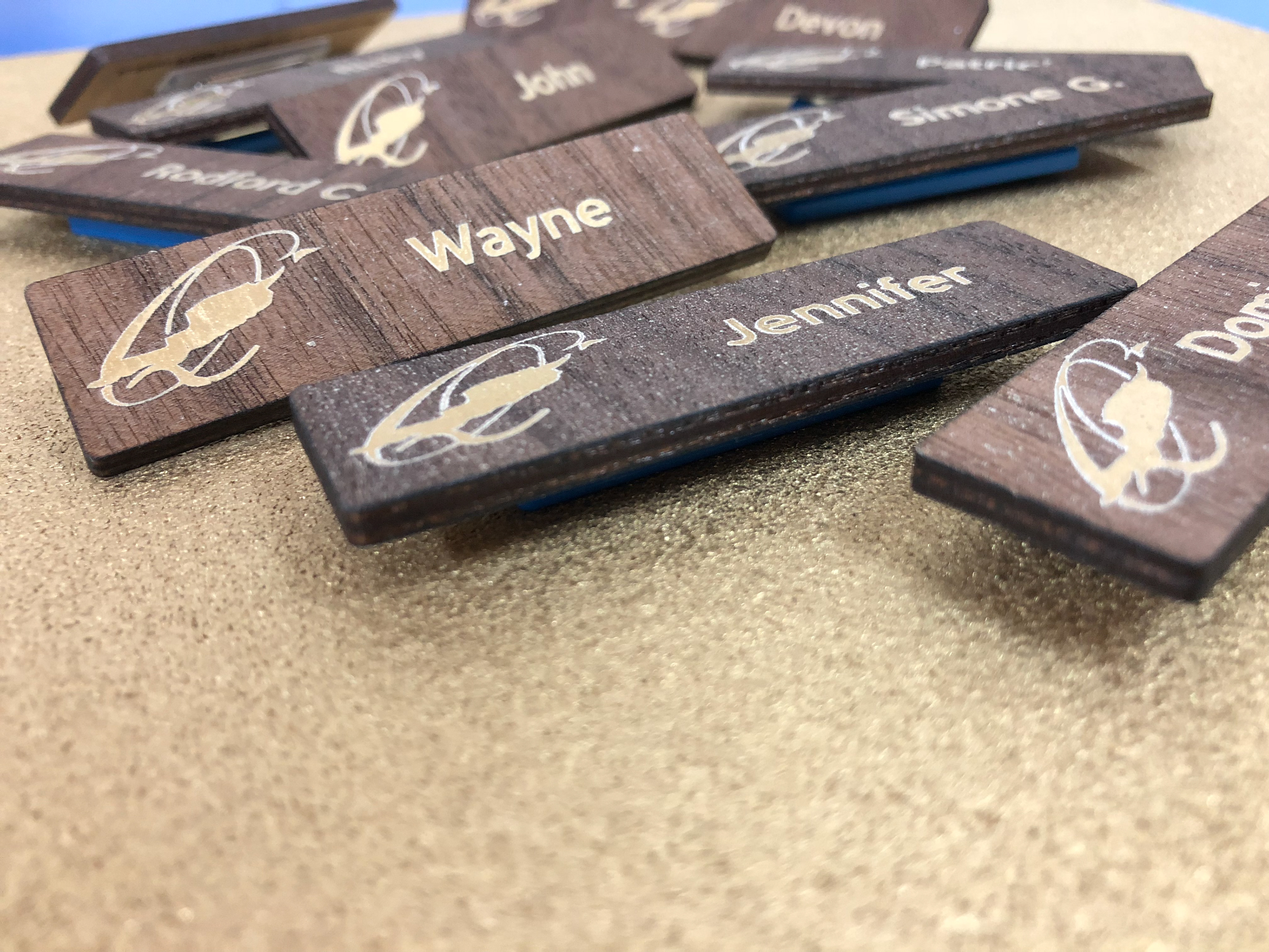 Natural Walnut Name Tags w/ Colour