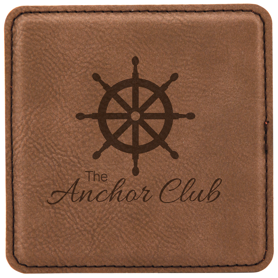 Brown Faux Leather Coaster Square