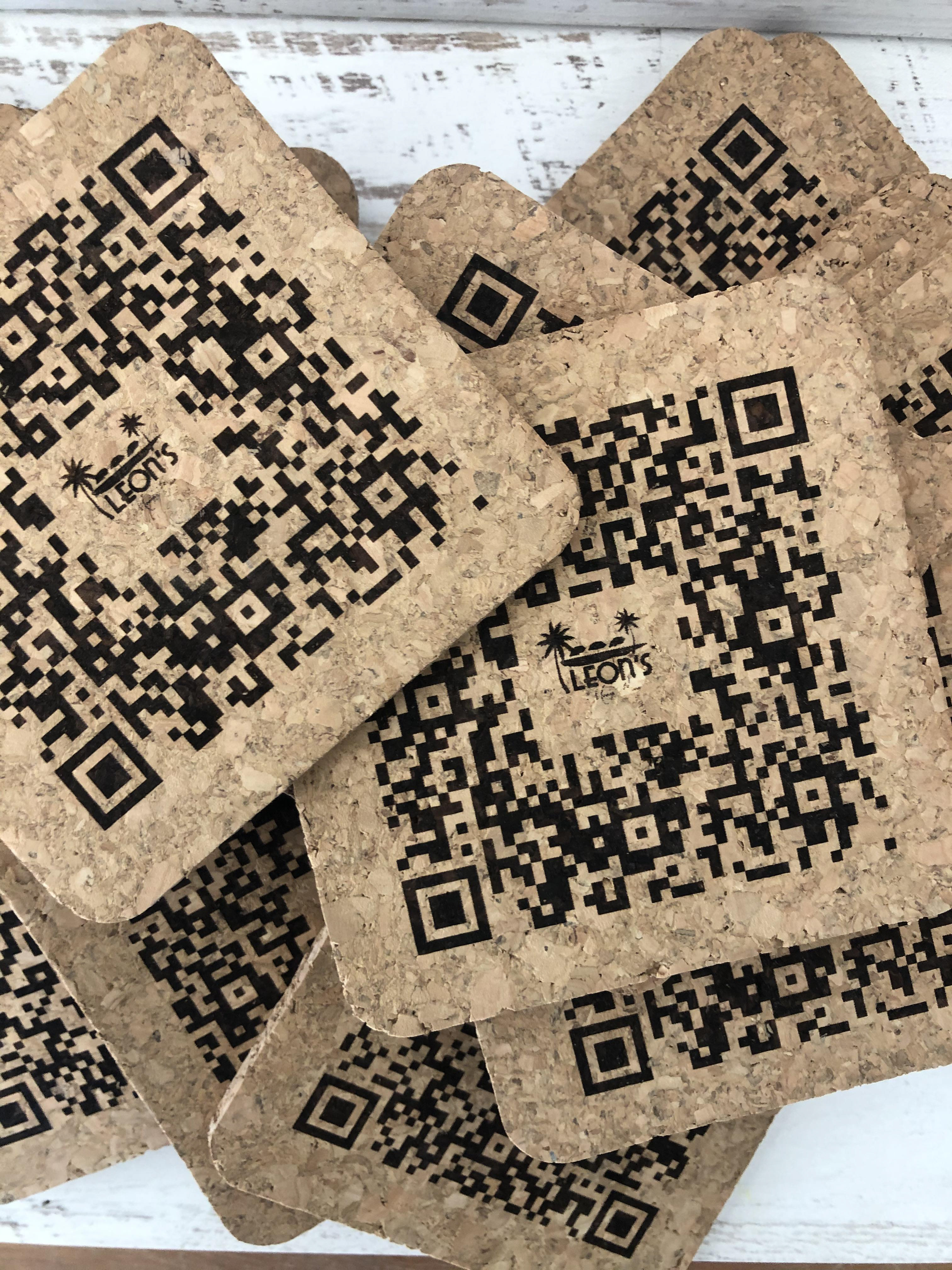 Leon's QR Code Menu Cork Coasters