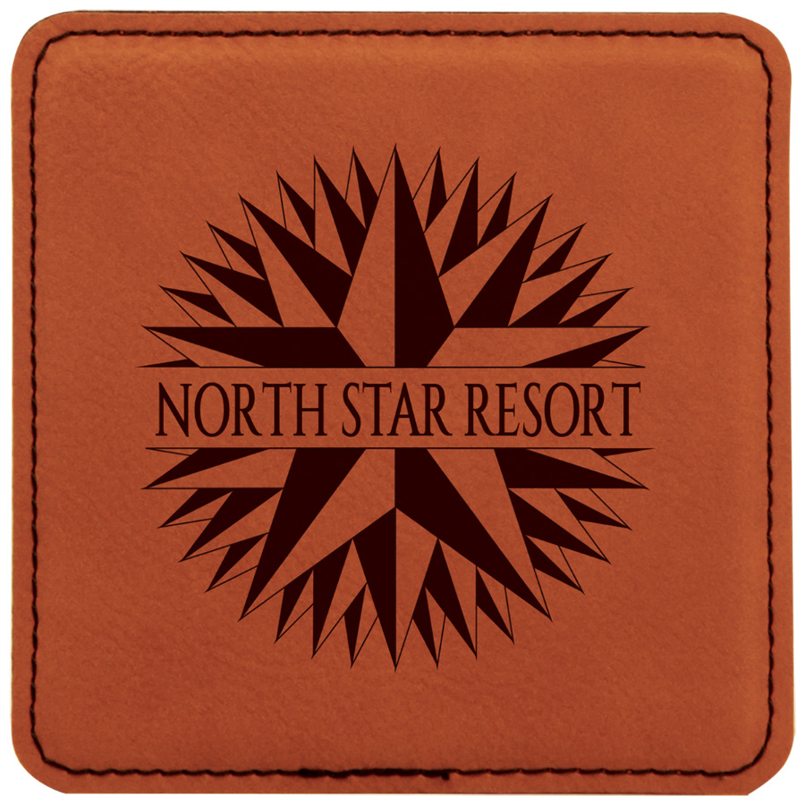Rawhide Faux Leather Coaster Square