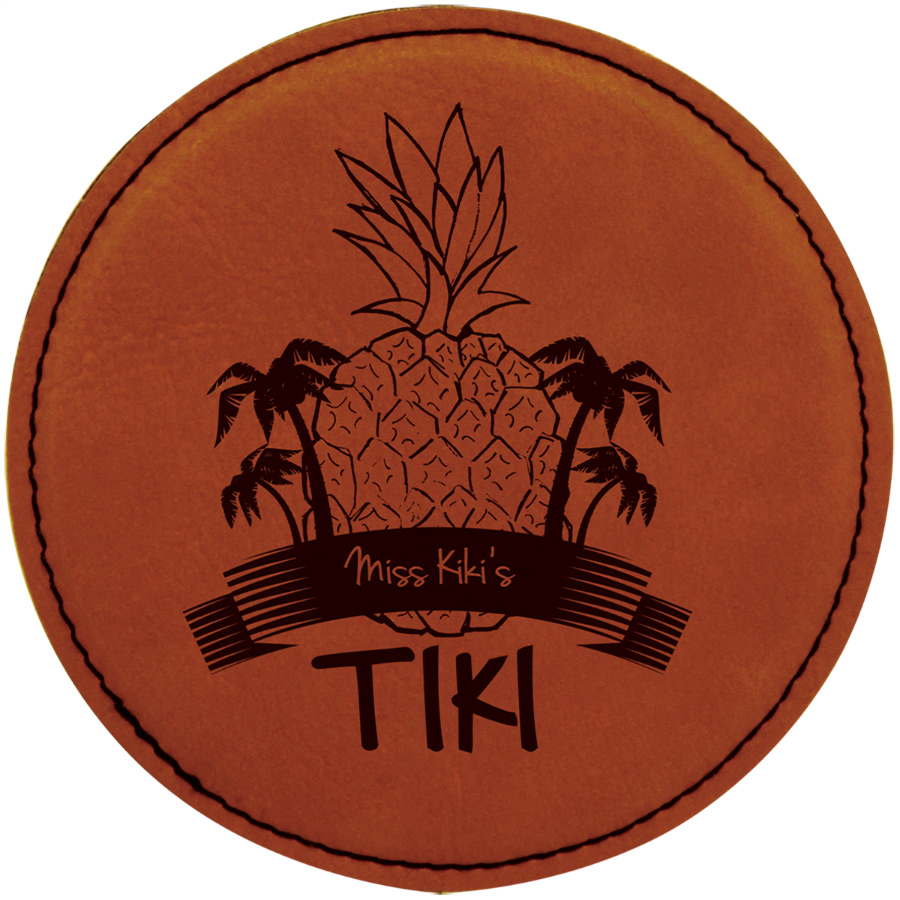 Rawhide Faux Leather Coaster Round