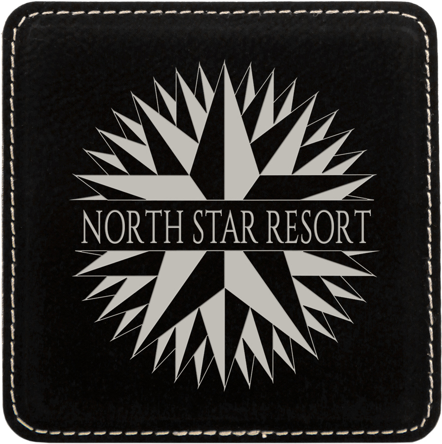 Black/ Silver Faux Leather Coaster Square