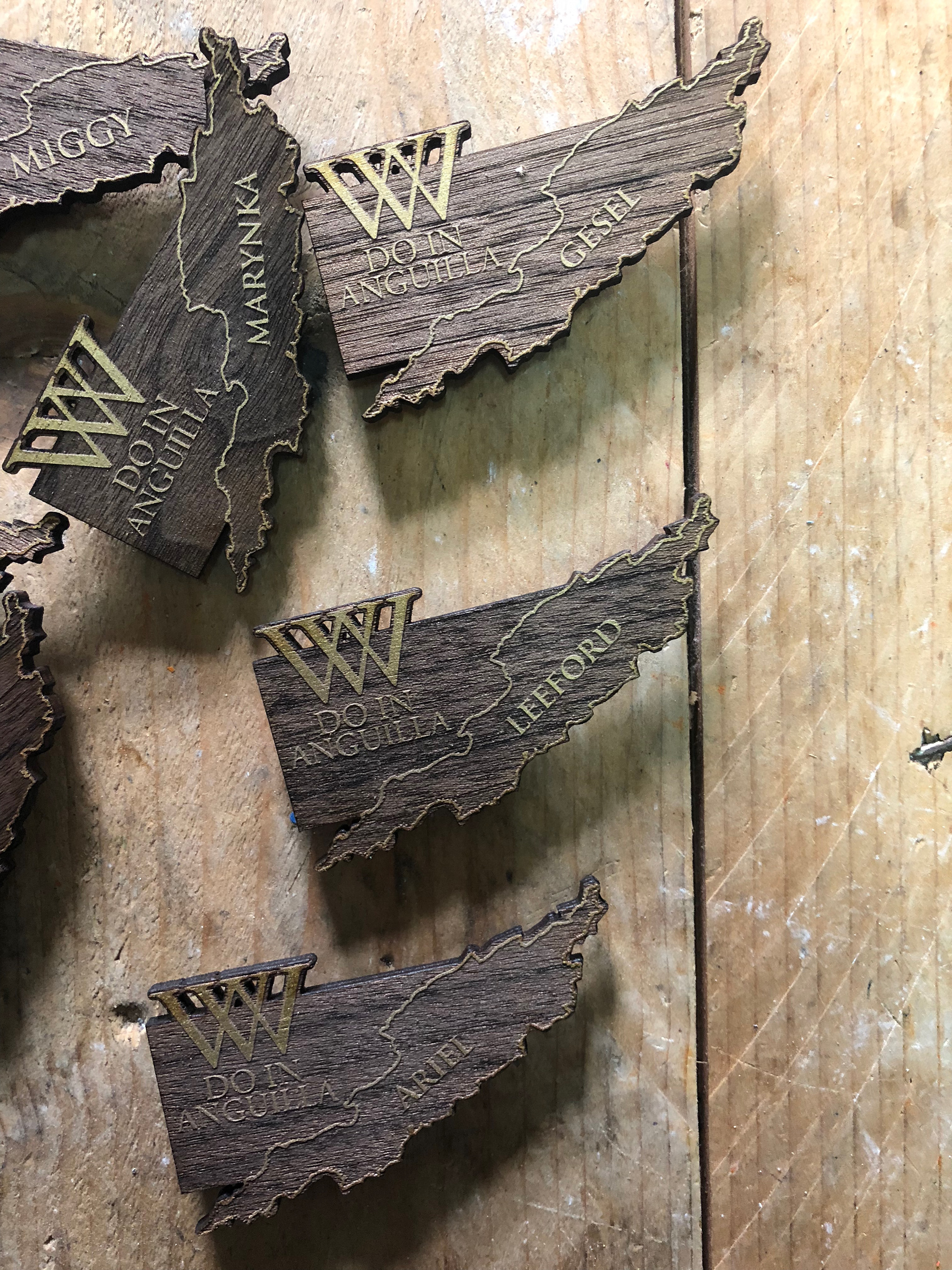 Natural Walnut Name Tags w/ colour
