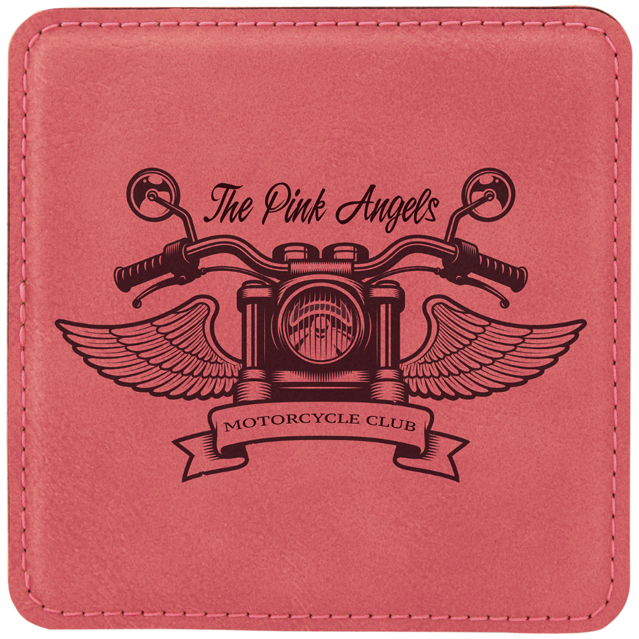 Pink Faux Leather Coaster Square