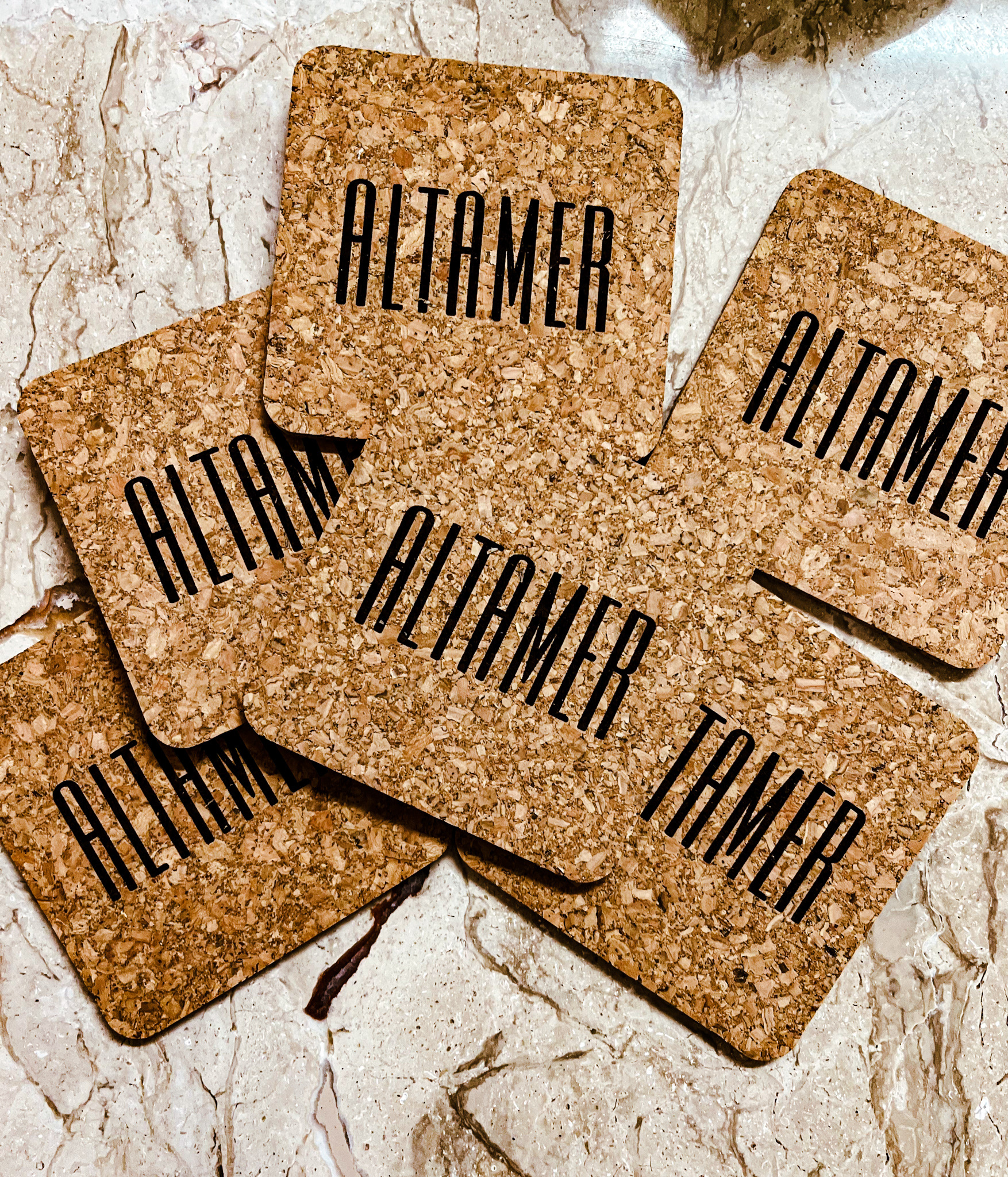 Square LIGHT Cork Coasters