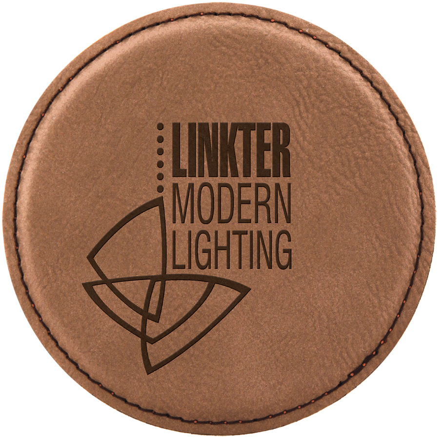 Brown Faux Leather Coaster Round