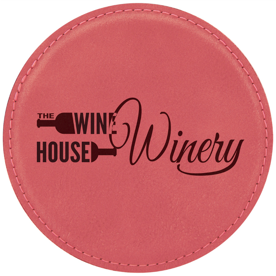 Pink Faux Leather Coaster Round