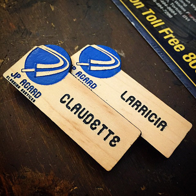 Polished Maple Wood Name tags with Colour