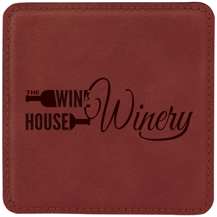 Rose Faux Leather Coaster Square