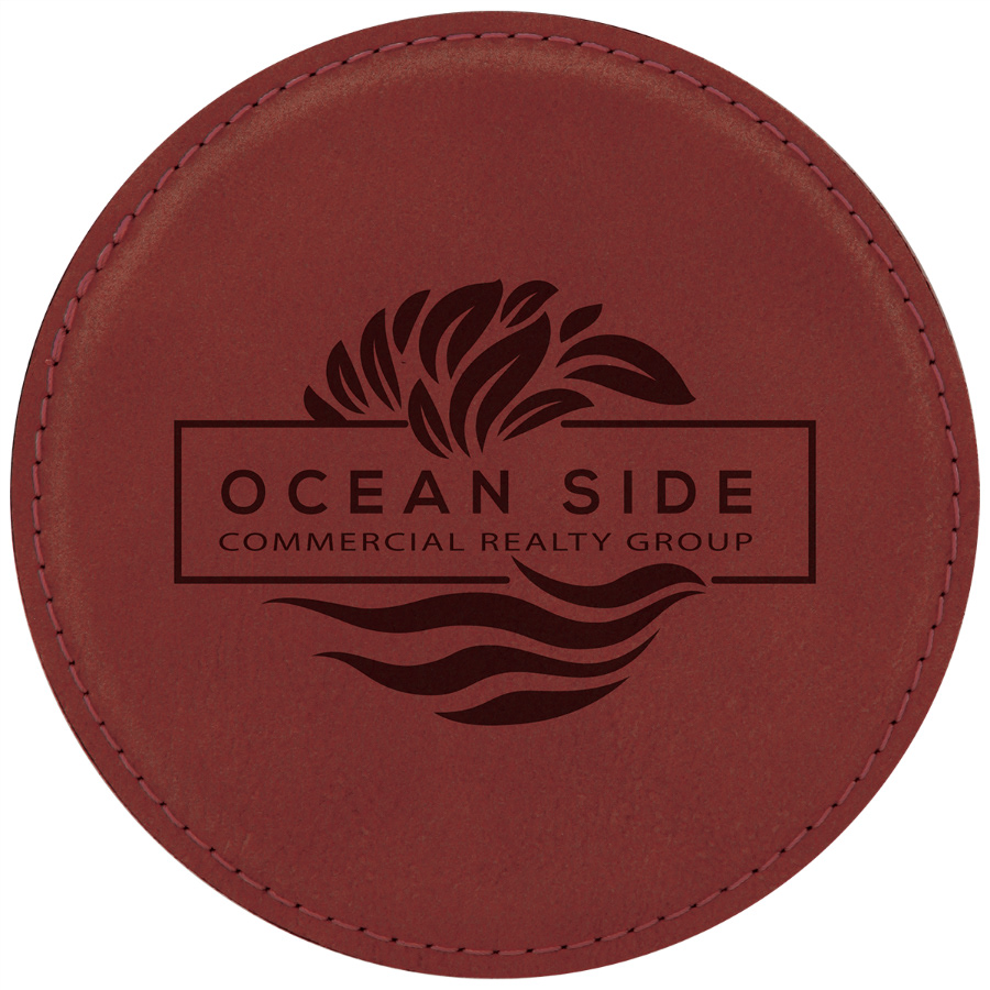 Rose Faux Leather Coaster Round