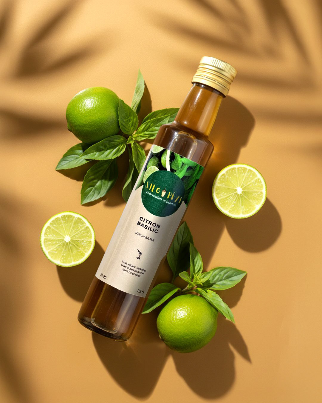 Silo Péyi — packshot, sirop citron-basilic, 2025