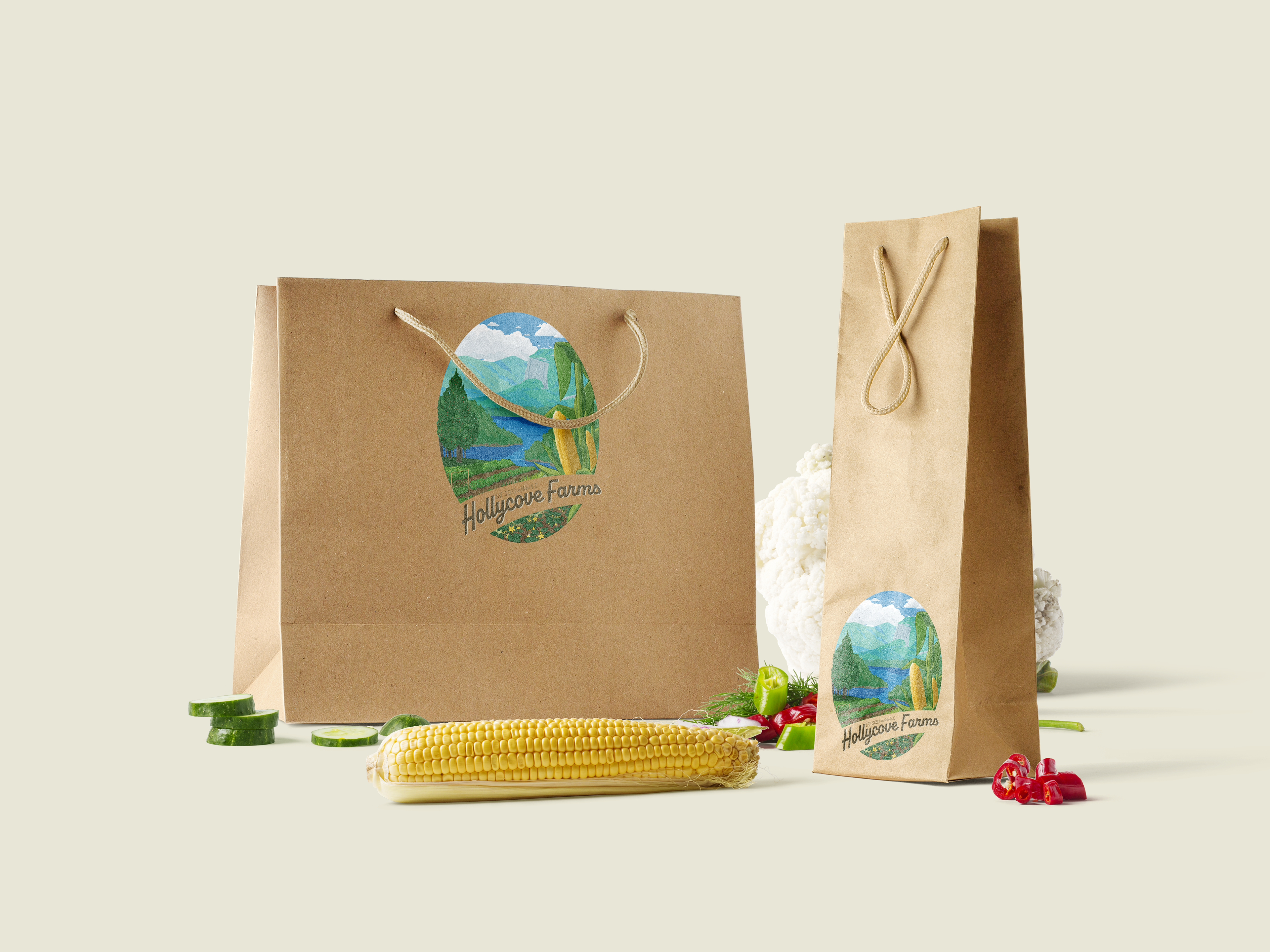 Mockups featuring the logo on bags