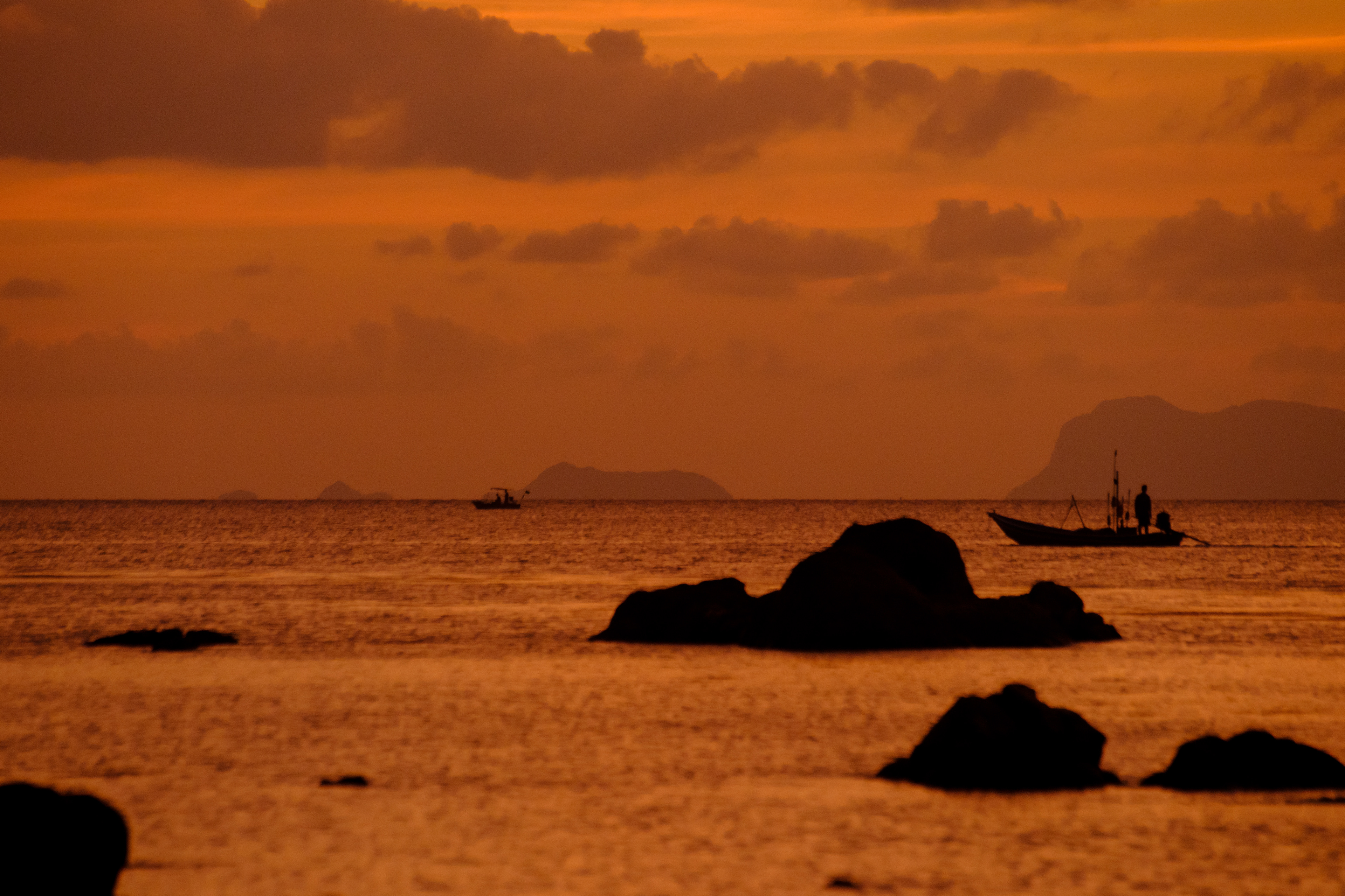 coucher du soleil sur Secret Beach