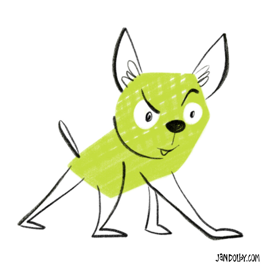 Green dog by Jan Dolby