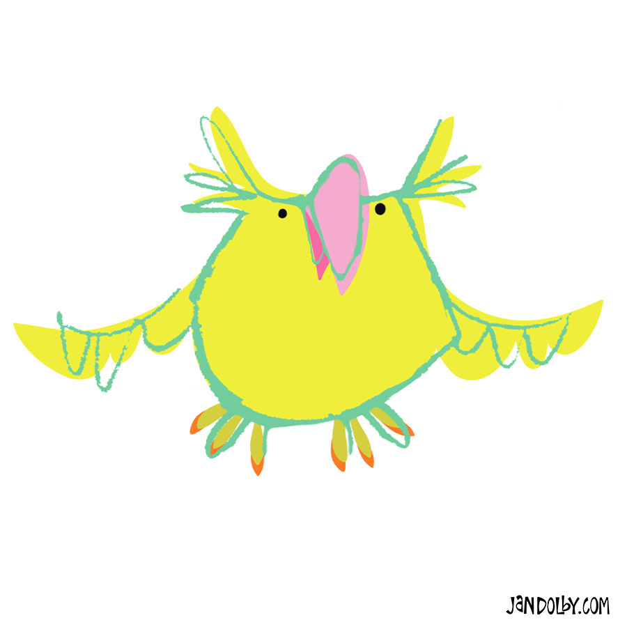 Yellow and green bird by Jan Dolby
