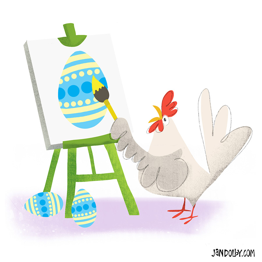 Chicken painting by Jan Dolby
