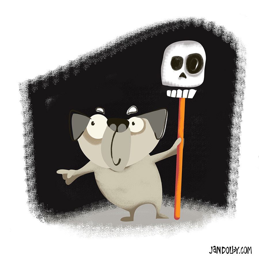 Skull pug by Jan Dolby