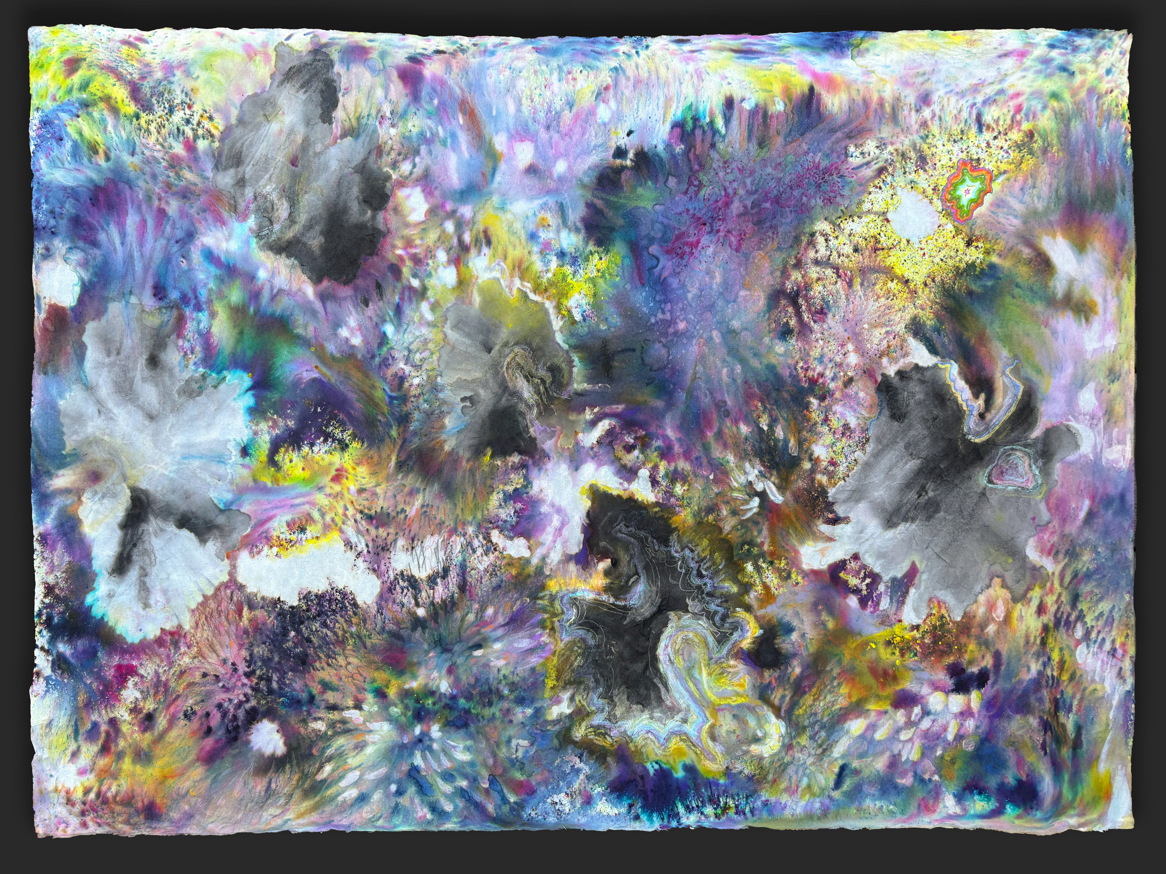 colored pencil, ink, pastel, fiber reactive dye, 25x35 in, 2025