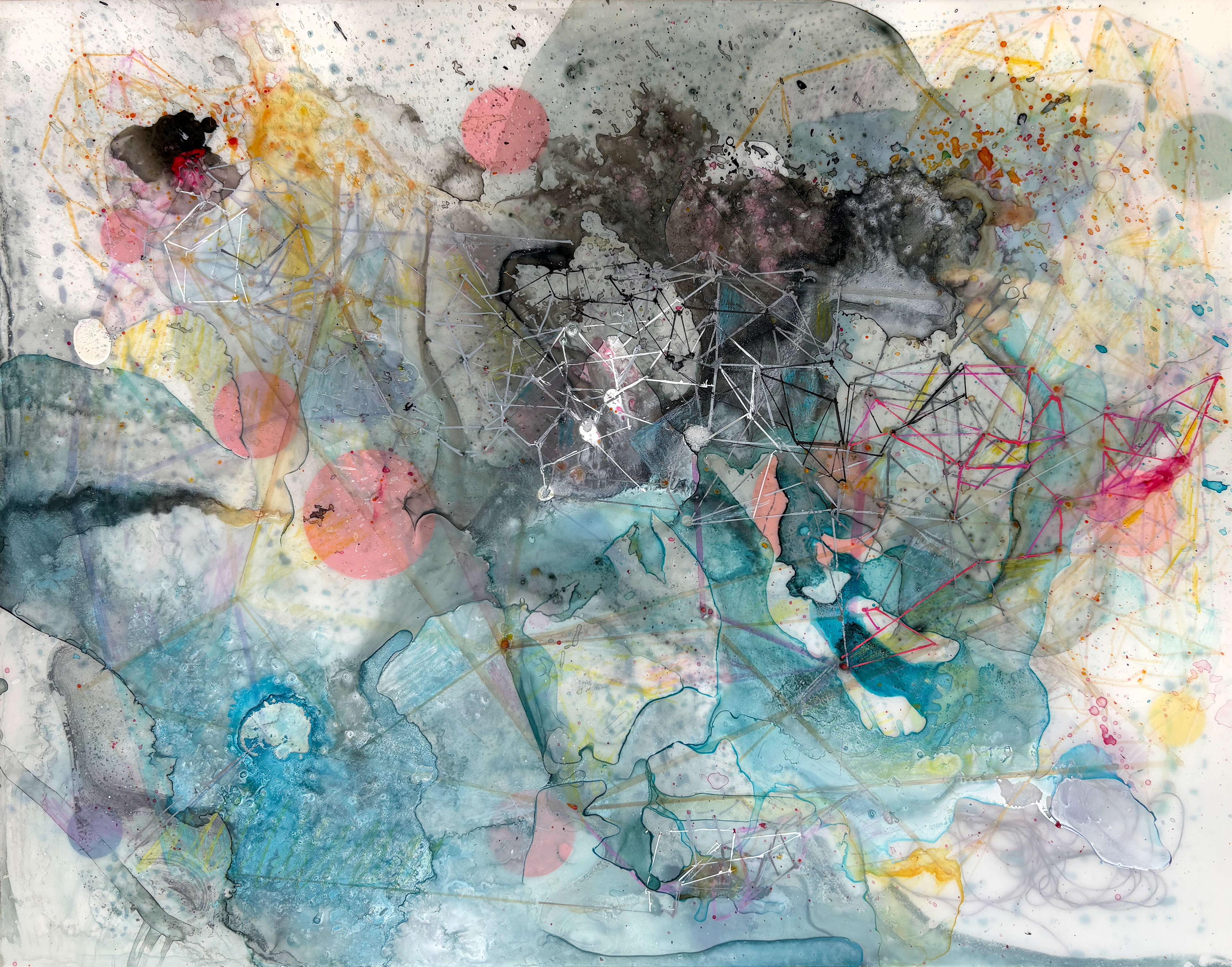 Confluence, mixed media on paper, 14 x 11 inches, 2026