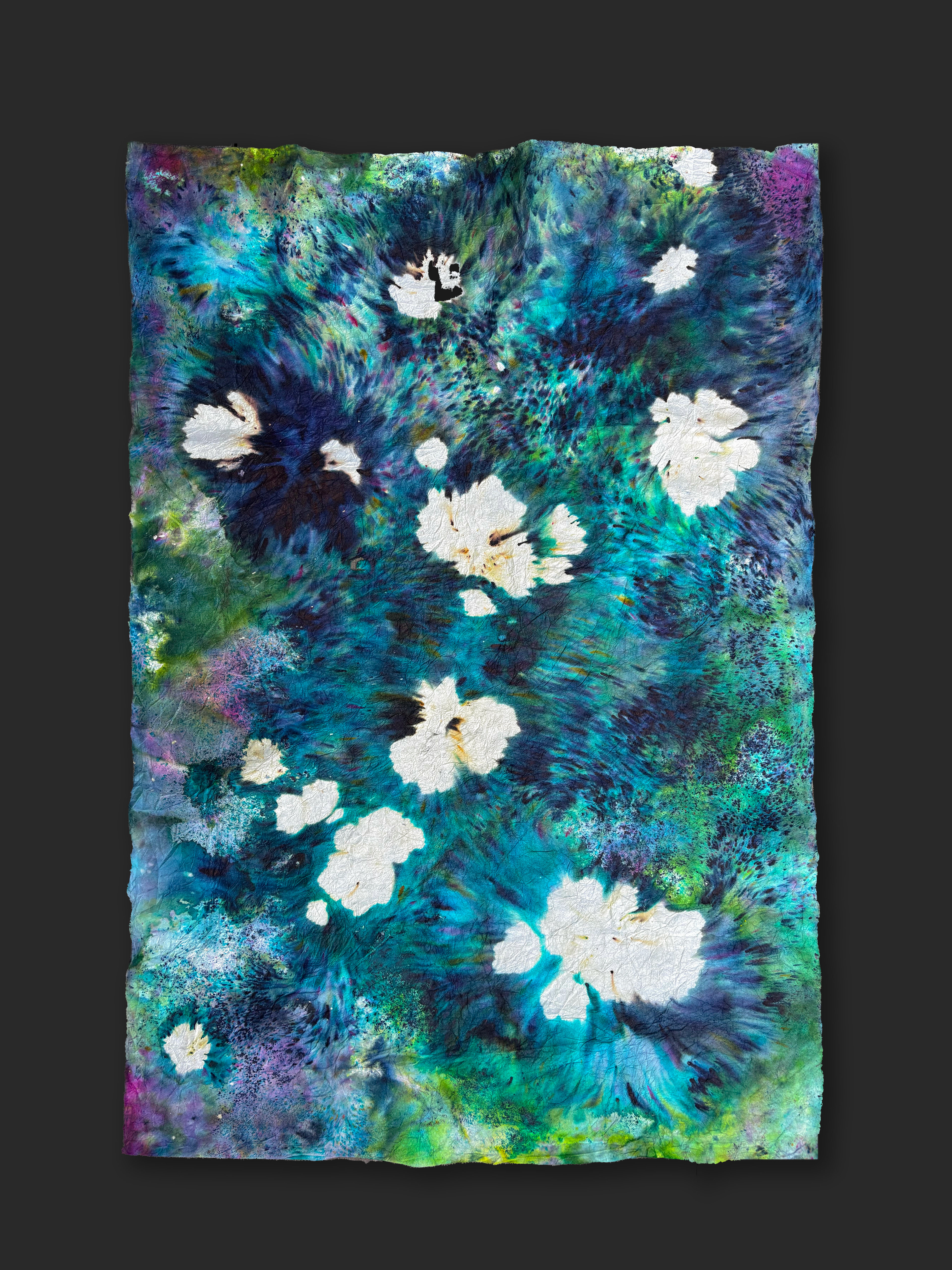 Fiber reactive dye on mulberry paper, 25x35 in, 2025