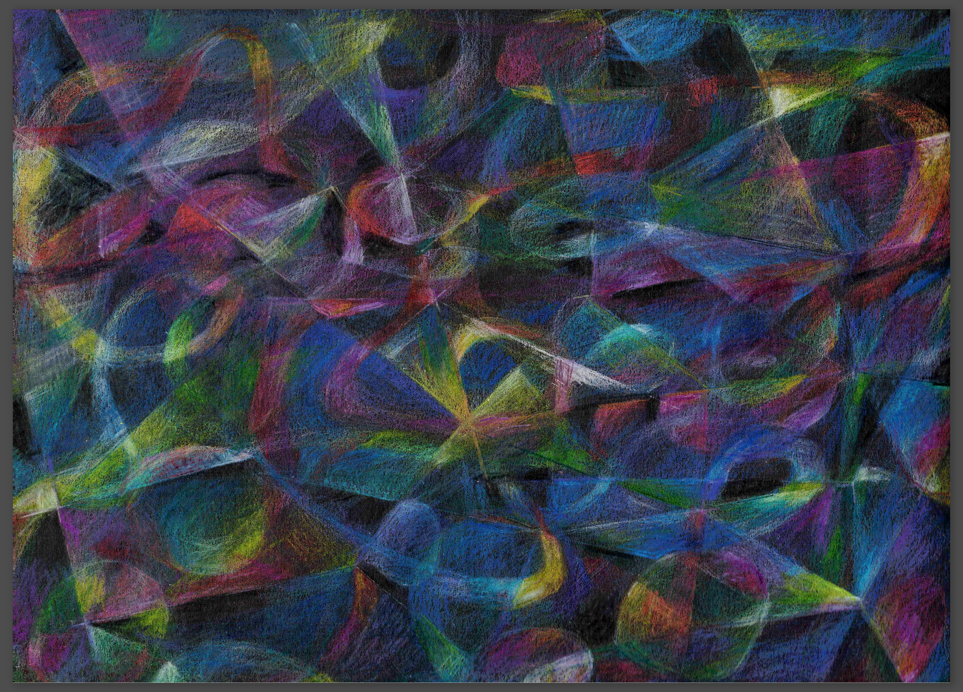 untitled, colored pencil on black paper, 12 x 9, 2025