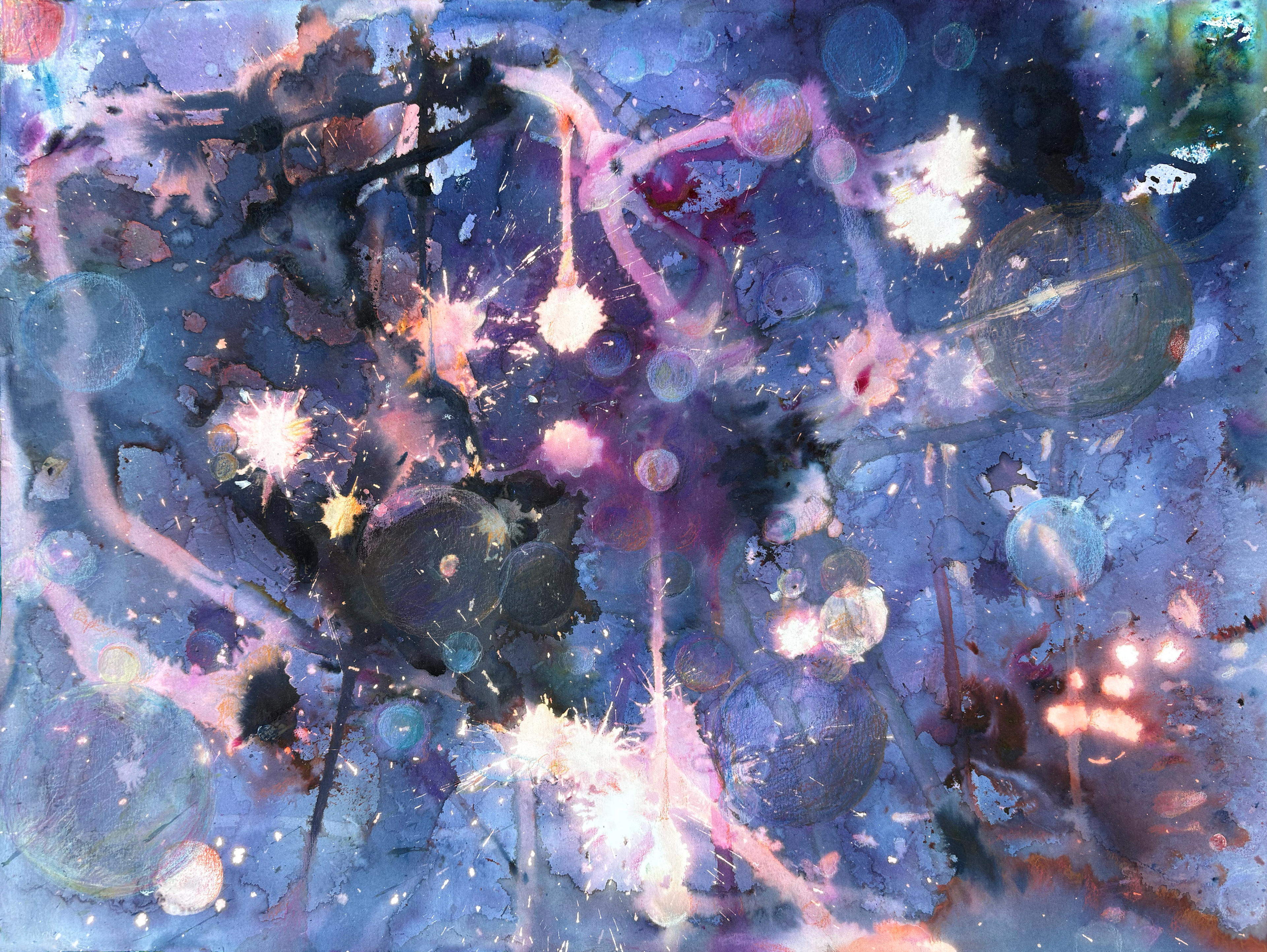 colored pencil, fiber reactive dye, watercolor, 11x14 in, 2025