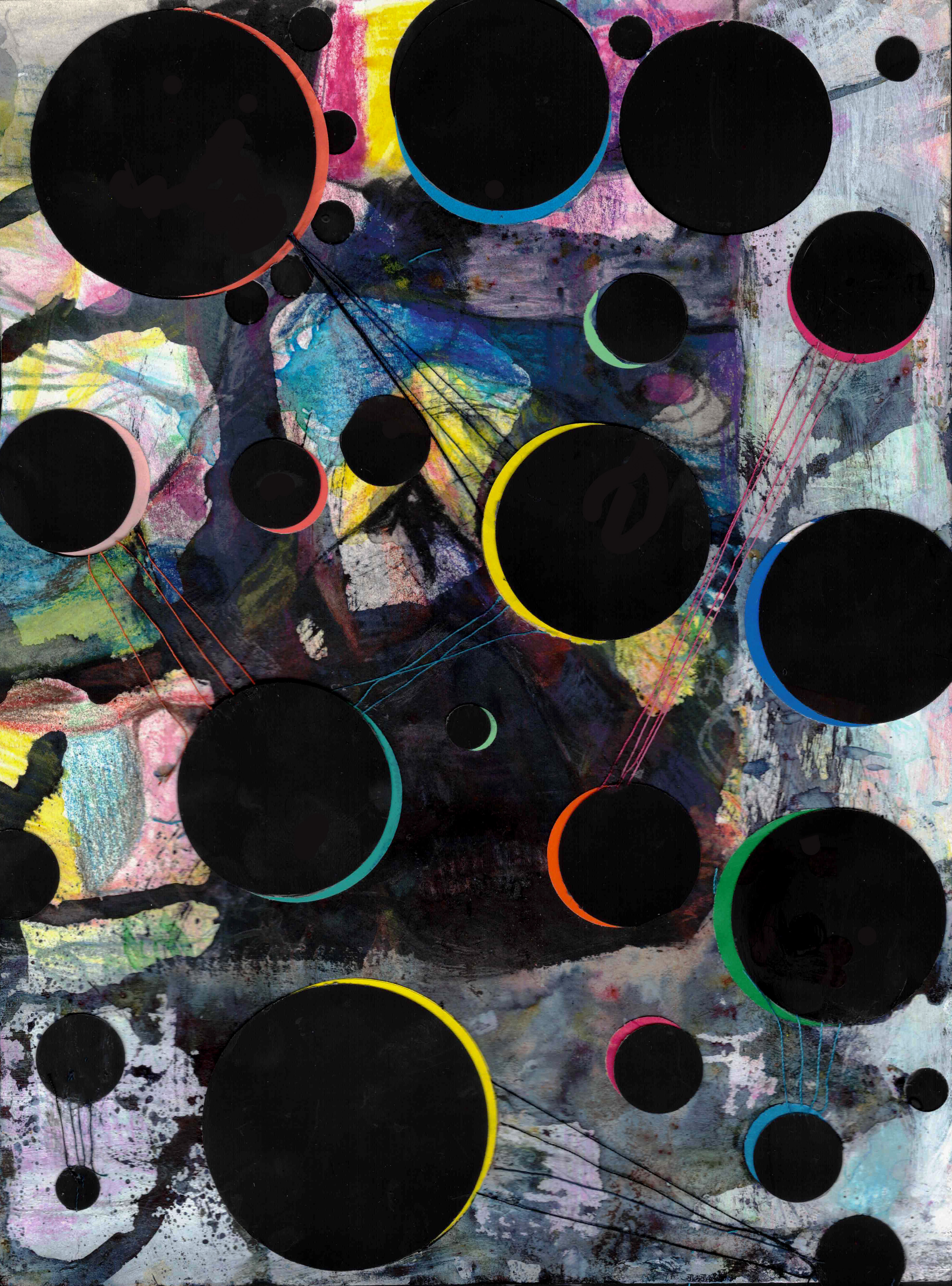 paper, string, gouache, watercolor, on. paper, 2025