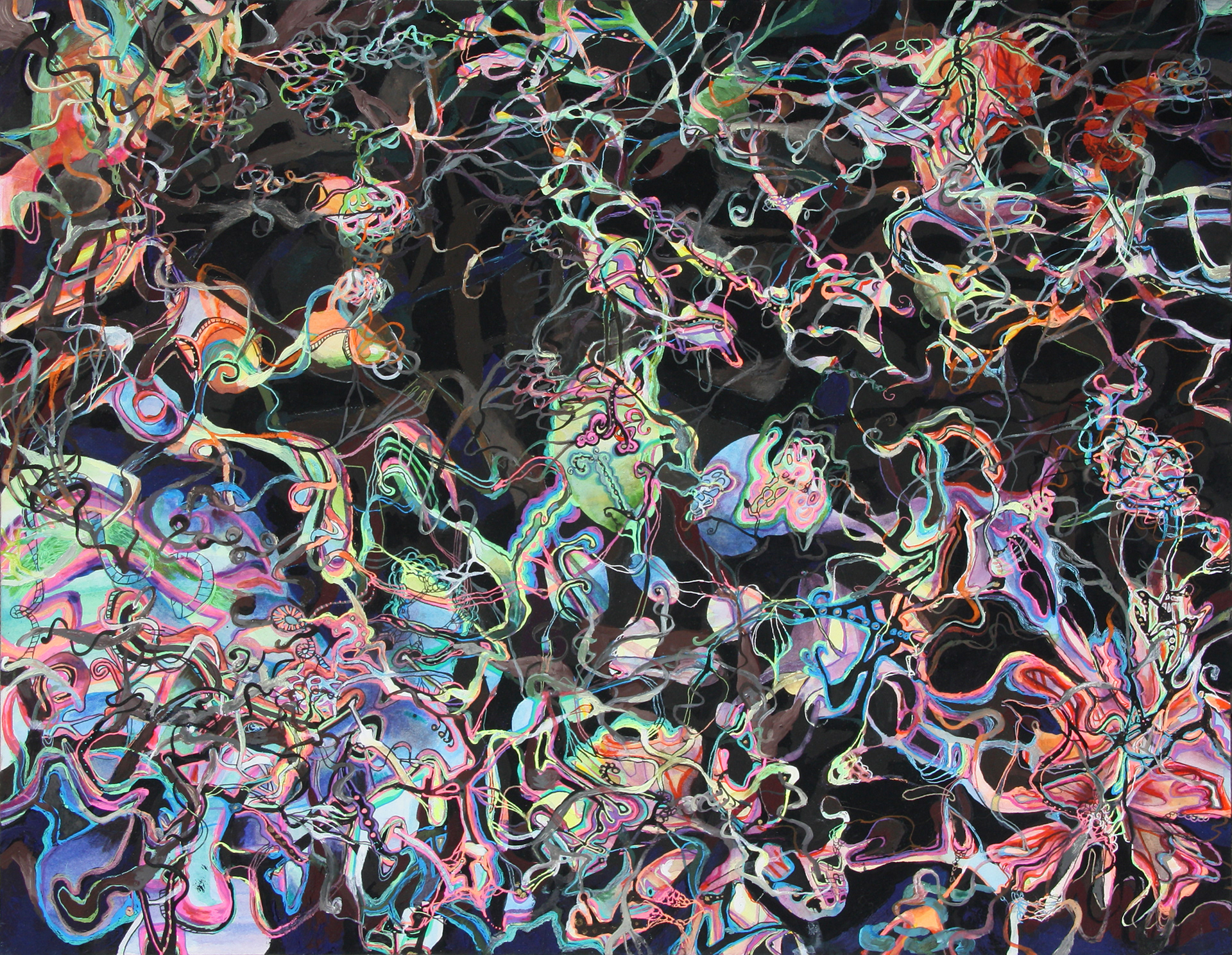 Ghostly Paradigm, 14 x 18, watercolor, flasche, acrylic, ink 2011