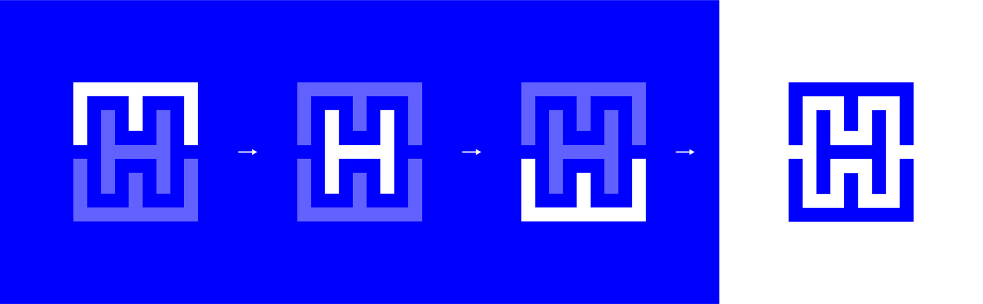 Visualisierung der einzelnen Buchstaben, die im Monogramm MHW enthalten sind