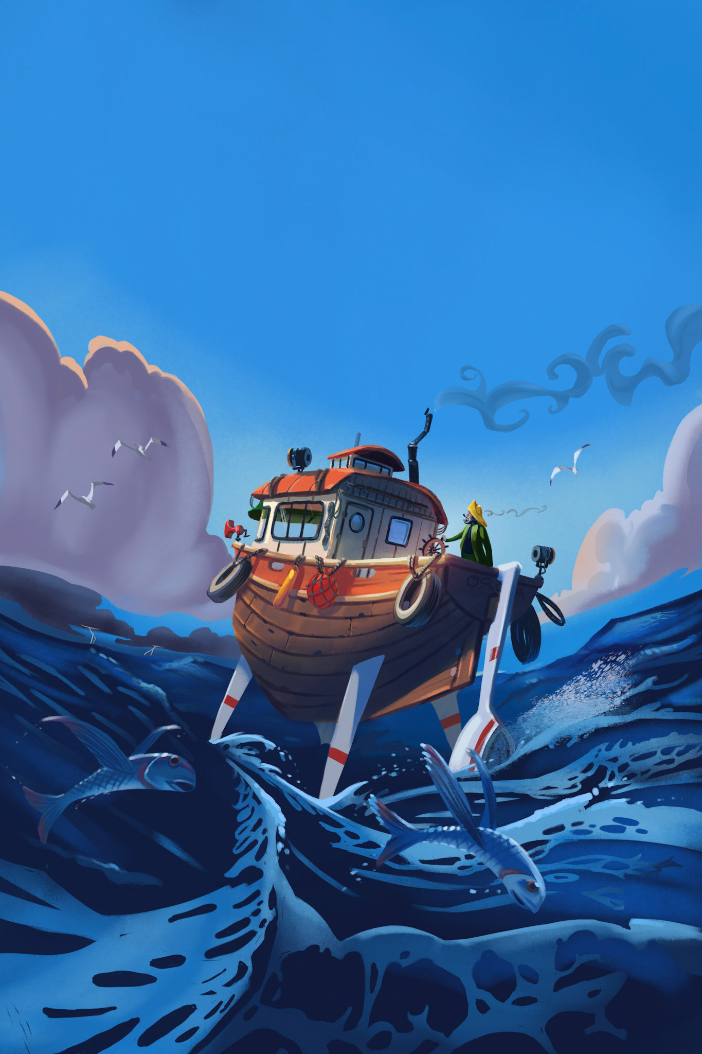 CAPTAIN O'CALLAHAN AND YE VAST HORIZON ~ book cover illustration