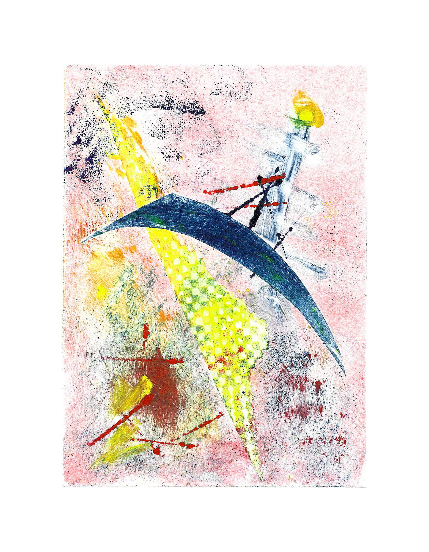 Turning Point 3, 2024, monotype on paper, 5 x 7 inches