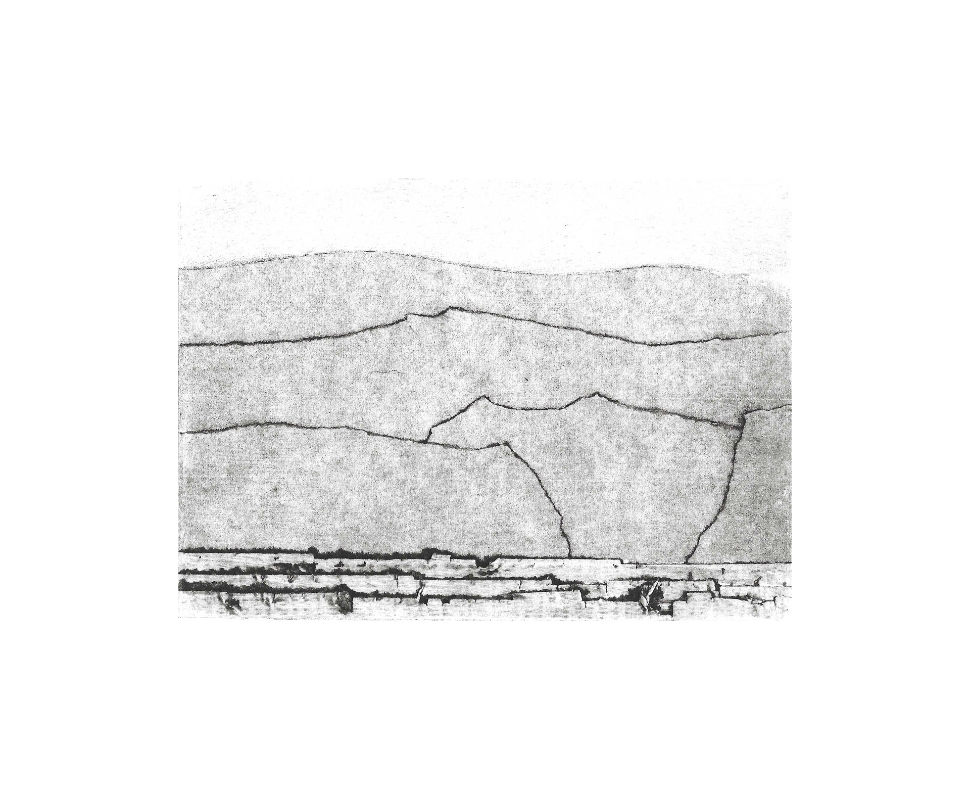 Ridgelines, 2024, collagraph on paper, 7 x 5 inches