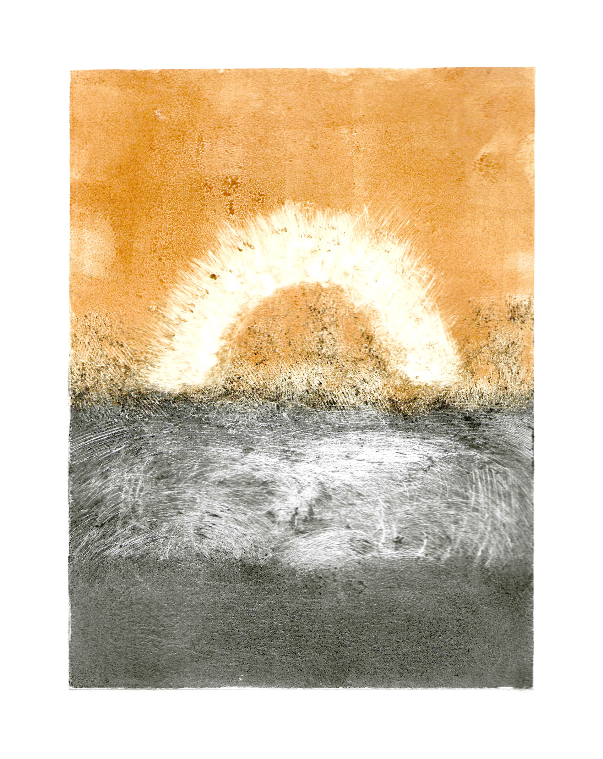 Rising from the Darkness, 2023, monotype, 6 x 8 inches