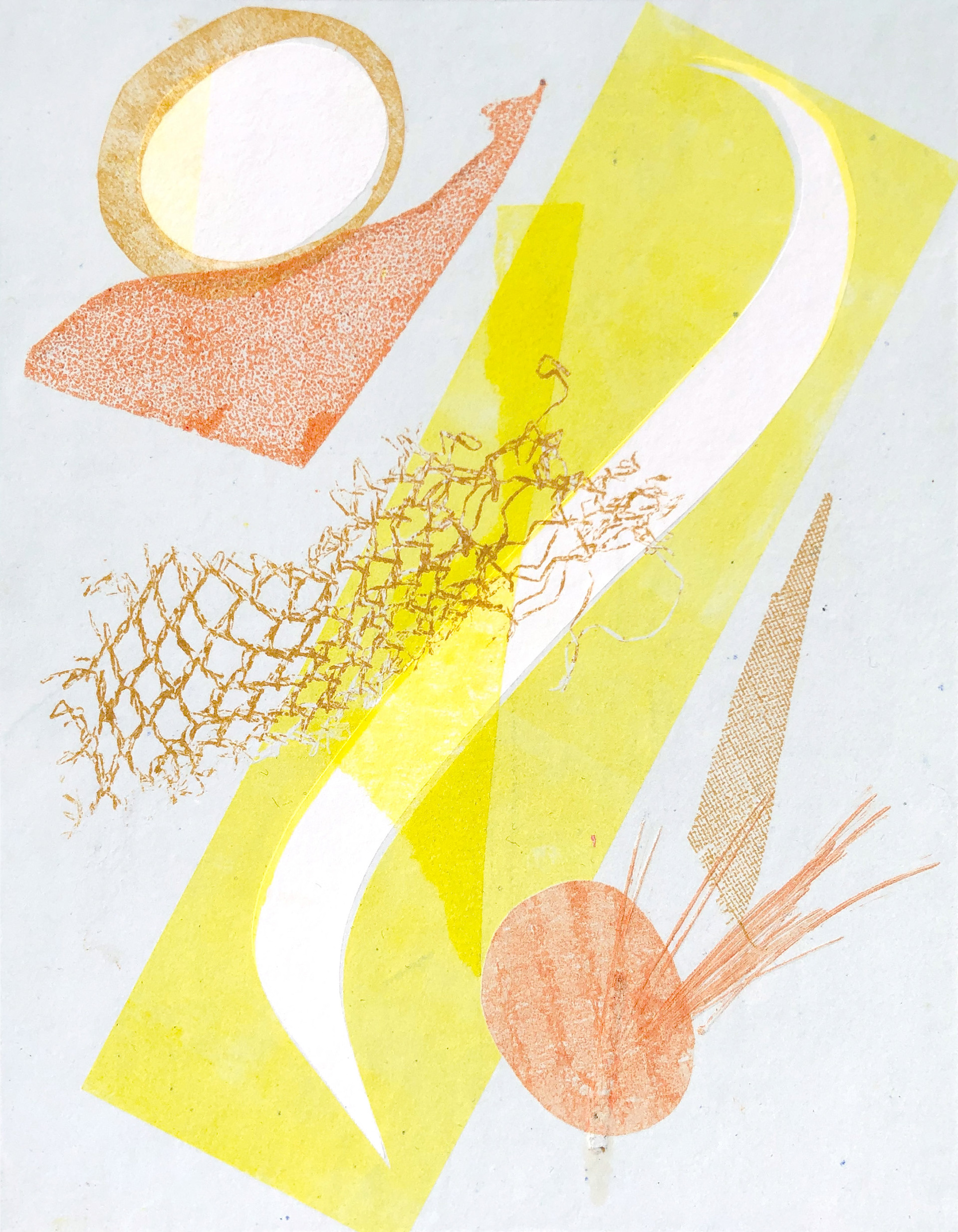 Early Summer Day, 2024, monotype on paper, 7.5 x 9.25 inches