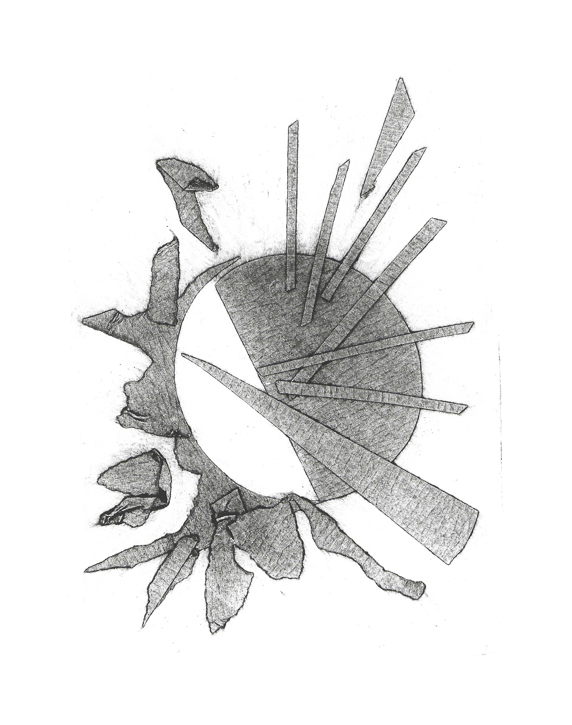 Big Bang, 2023, collagraph, 5 x 7 inches