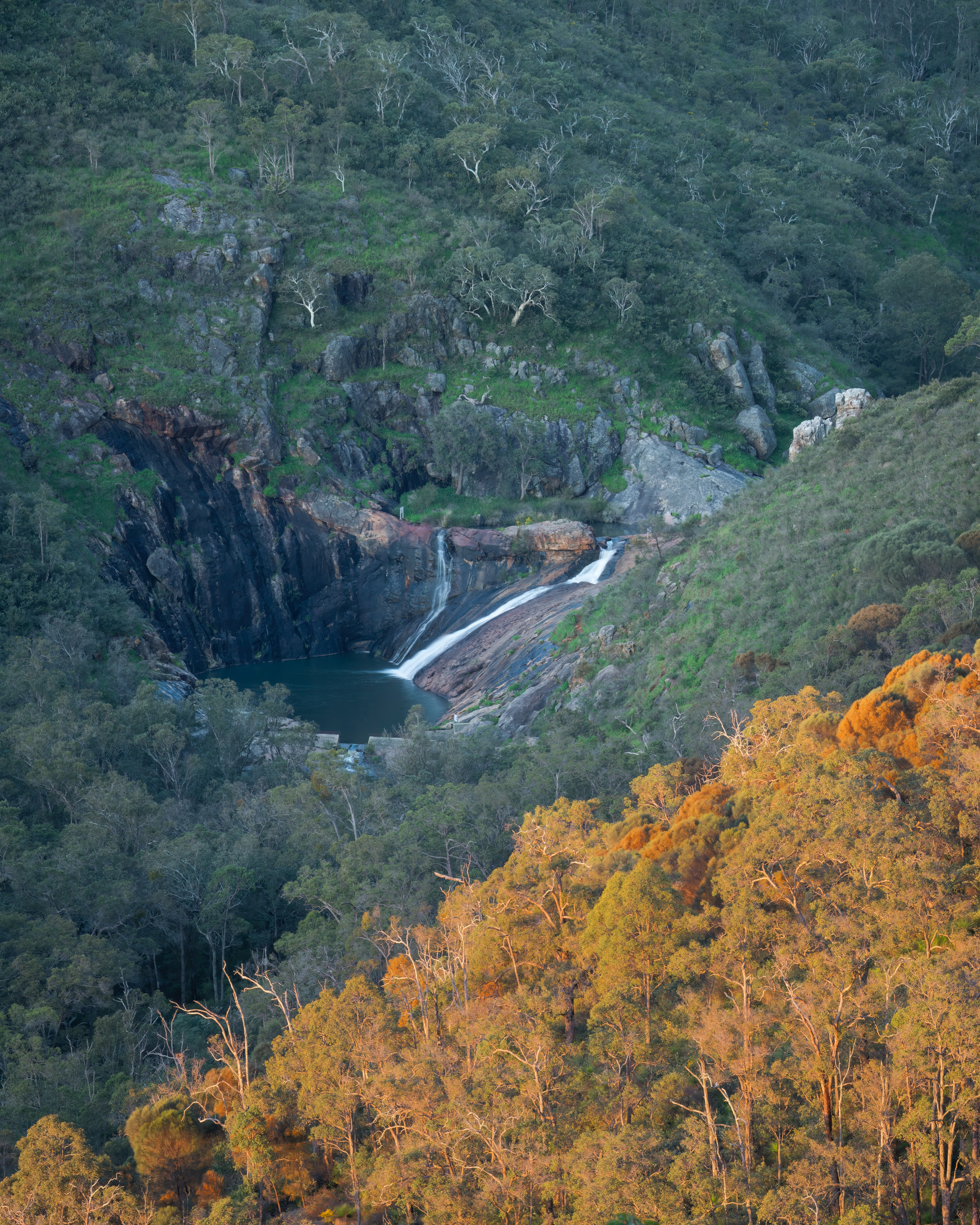 Serpentine Falls viewed from a distance.